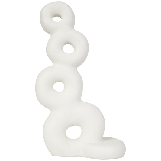 Deco 79 Resin Abstract Decorative Sculpture Stacked Circle Ring Home Decor Statue, Accent Figurine 11" x 5" x 18", White