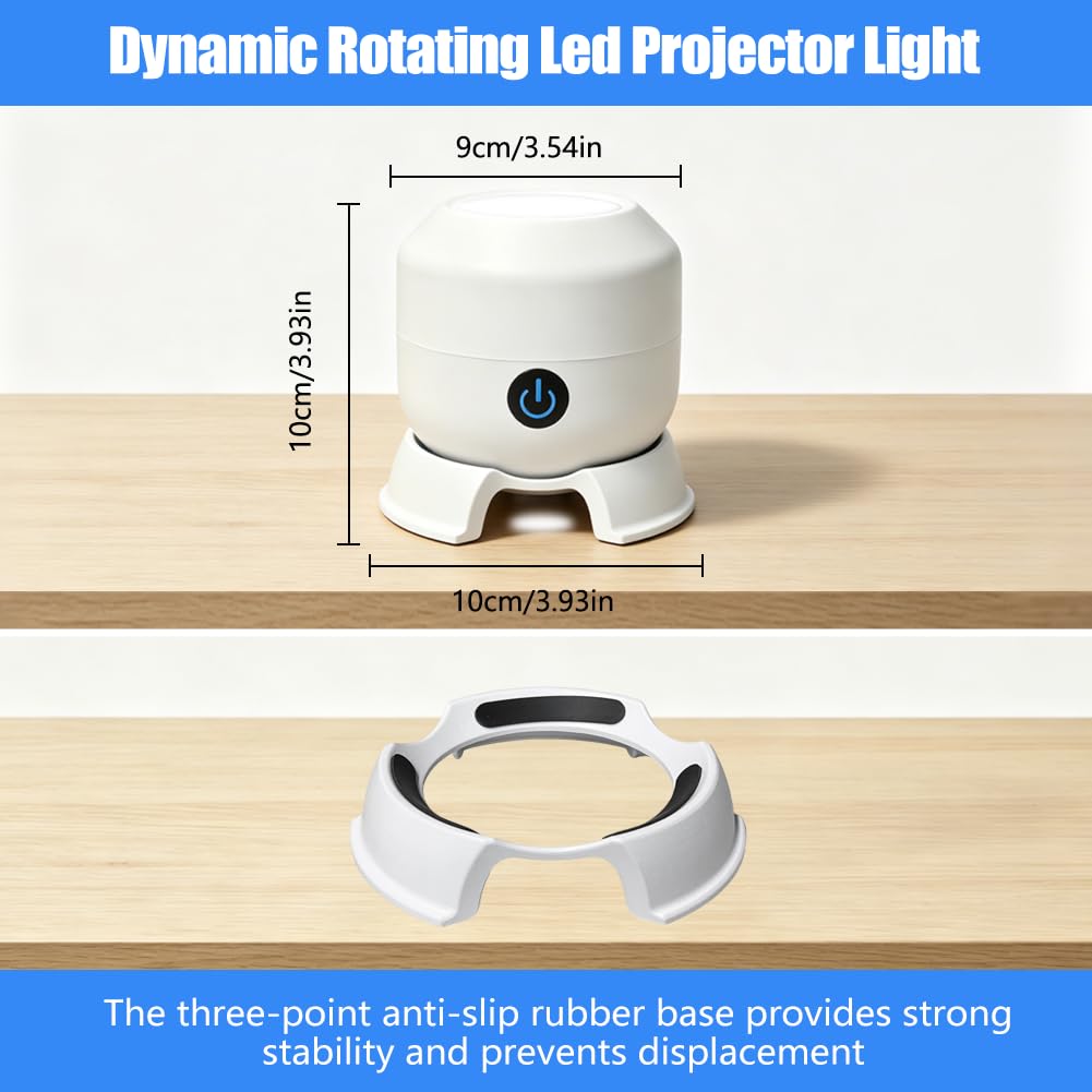Abnaok Dynamic Rotating LED Projector Light, Projector Lamp for Kids, Ocean World Projection Lamp, Adjustable Brightness, 360° Rotating Unique Base Design, for Meditation, Bedroom, Home Theater