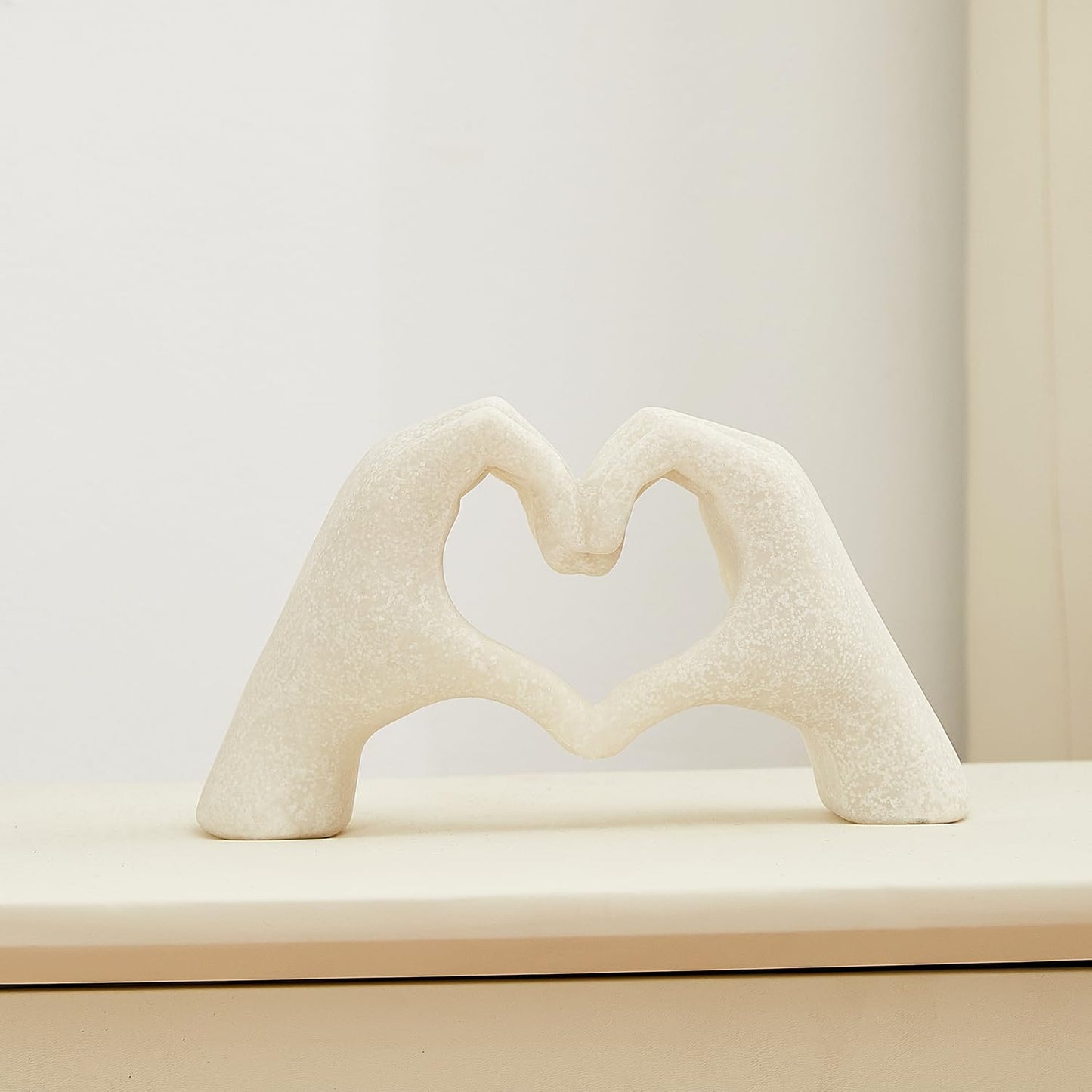 OTARTU Marble Gesture Heart Decoration, Modern Love Statue Finger, Abstract Heart Hands Sculpture Home Wedding Decoration,Shelf Decor