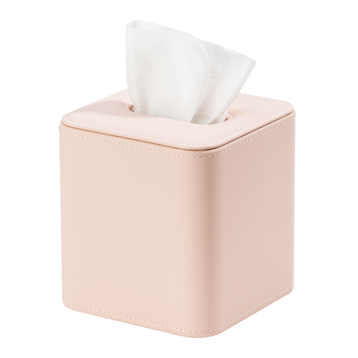 Ukwell Square Tissue Box Cover Faux Leather Tissue Holder Rounded Edge Girly Style Home Decor Piece for Bathroom Bedroom Living Room Office