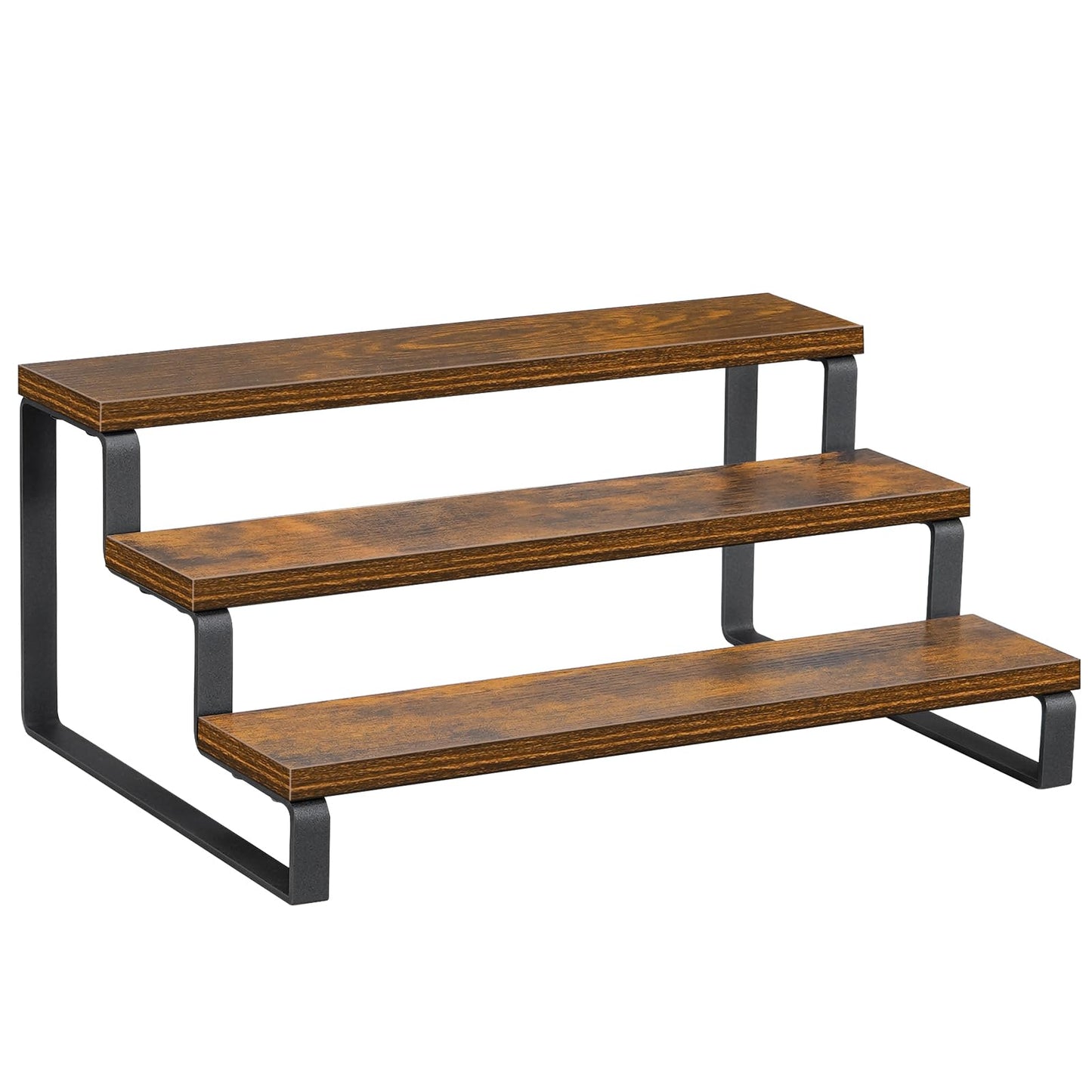 Giikin 3-Tier Spice Rack, 13.8 Inch Wood Step Shelf Countertop Spice Storage Holder, Kitchen Pantry Cabinet Organizer Cupboard for Spice Bottles, Jars, Seasonings, Baking Supplies, Metal Frame