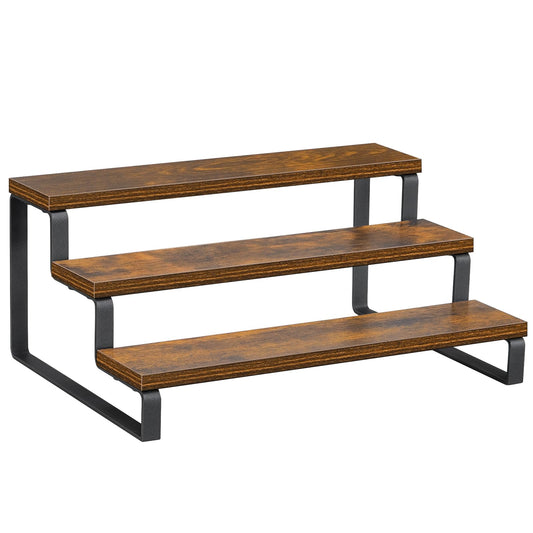 Giikin 3-Tier Spice Rack, 13.8 Inch Wood Step Shelf Countertop Spice Storage Holder, Kitchen Pantry Cabinet Organizer Cupboard for Spice Bottles, Jars, Seasonings, Baking Supplies, Metal Frame