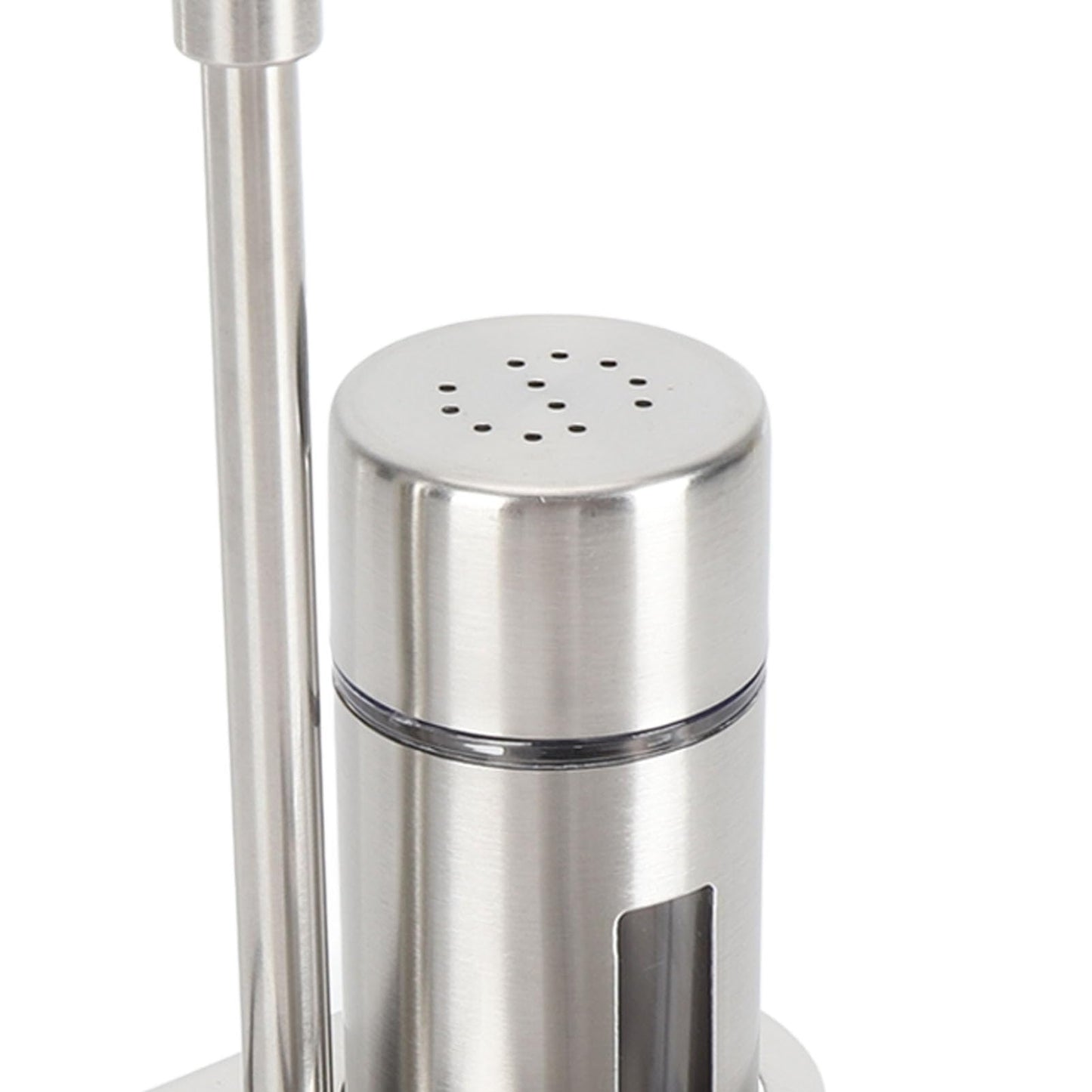 Salt and Pepper Shakers Set, Stainless Steel Seasoning Bottle with Holder, Refillable Salt Pepper Dispenser Spice Containers for Home Kitchen Countertop, BBQ, Bar, RV, Camp (L)
