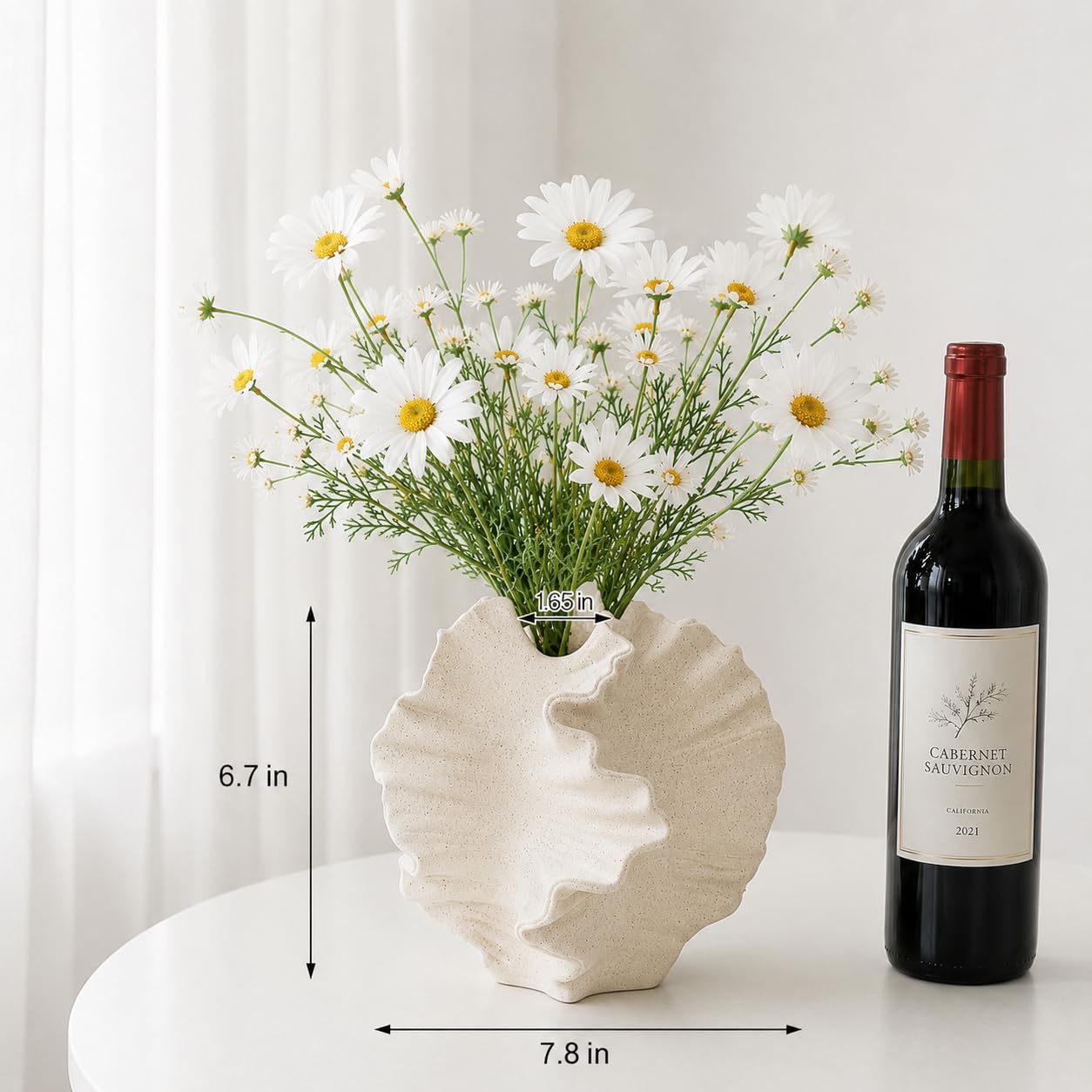 Betiura Ceramic Vase, Modern Sculptural Textured Vase, Beige Abstract Flower Vase for Home Decor, Living Room, Coffee Table, Shelf, Office, Centerpiece