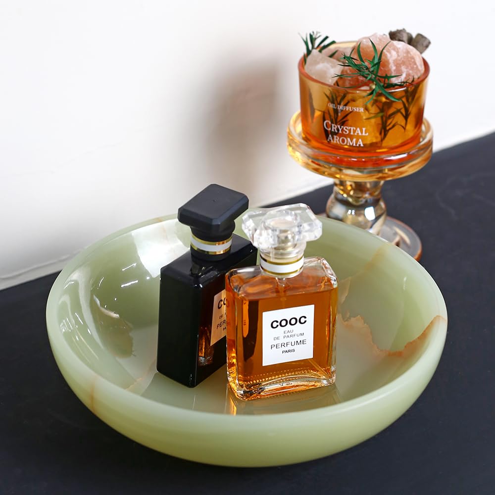 FutureStone Luxury Decorative Marble Bowl for Home Decoration, Green Onyx Key Bowl for Entryway Table, Catchall for Coins, Change, Candy, Organizer Marble Tray