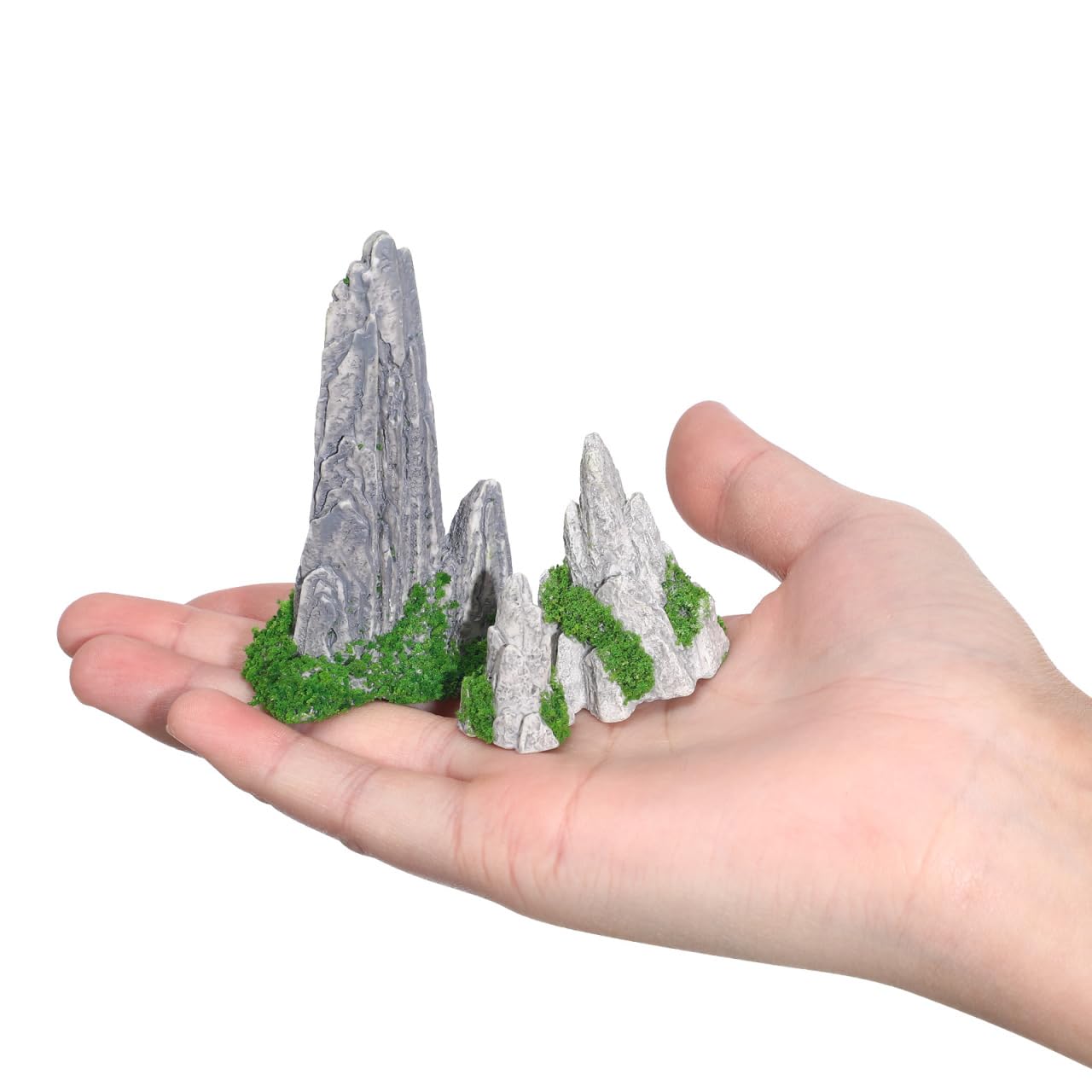 UPKOCH 8Pcs Miniature Fake Rocks for Diorama Supplies, Artificial Stone Figurines with Moss, Resin Zen Garden Accessories Terrarium Decor Mini Landscape