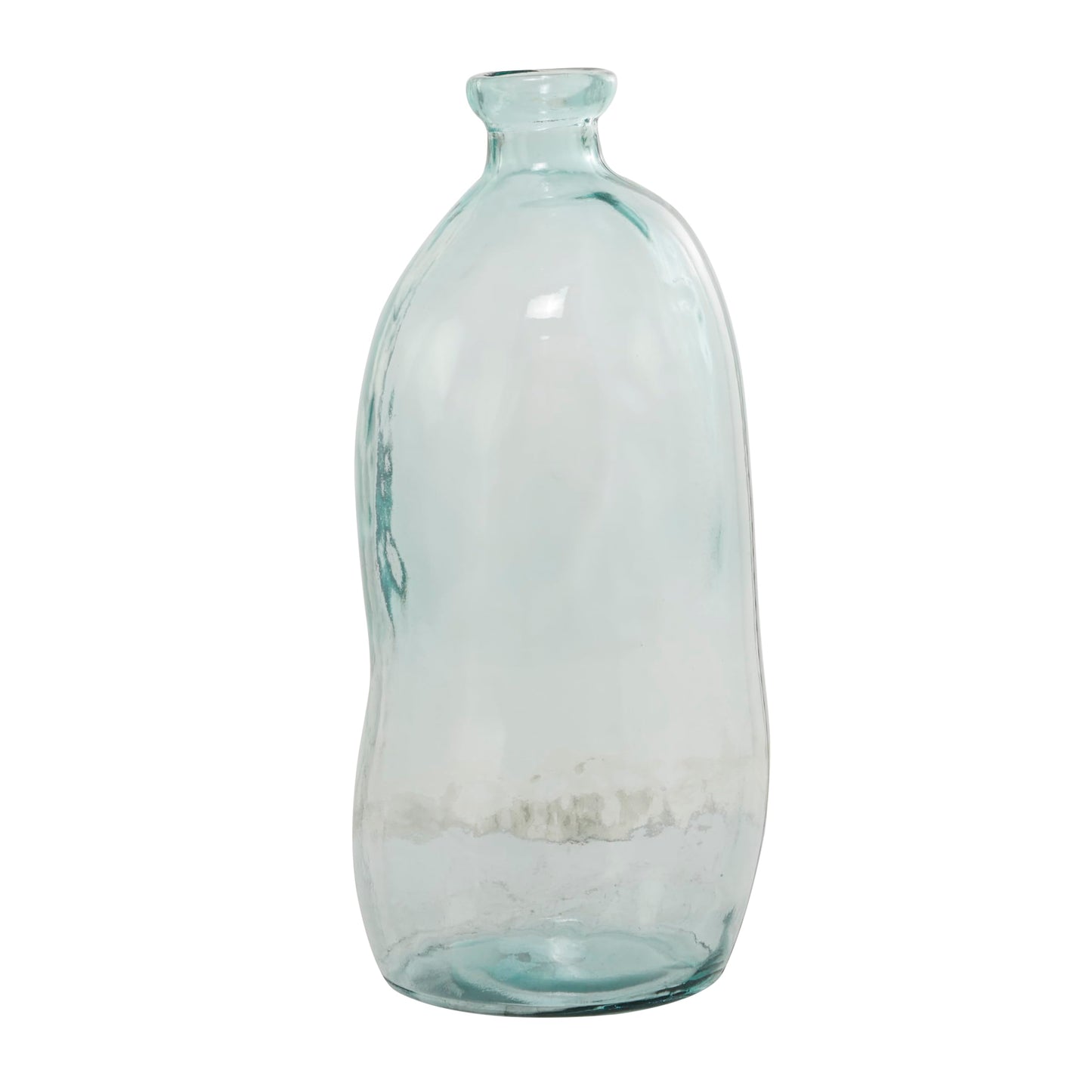 Deco 79 Recycled Glass Handmade Decorative Vase Spanish Bottleneck Centerpiece Vase, Flower Vase for Home Decoration 13" x 13" x 29", Blue