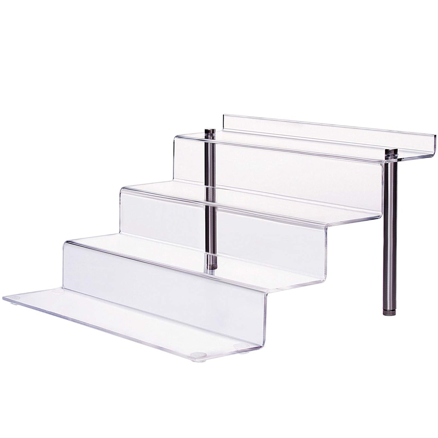 CECOLIC Acrylic Riser Shelf 4 Tier Clear Display Stand for Collectibles Pop Figures, Cupcakes, Perfumes, Display Risers for Decorating & Organizing - 11.8 x 10.8 x 6.5 in (Large, 1 Pack)