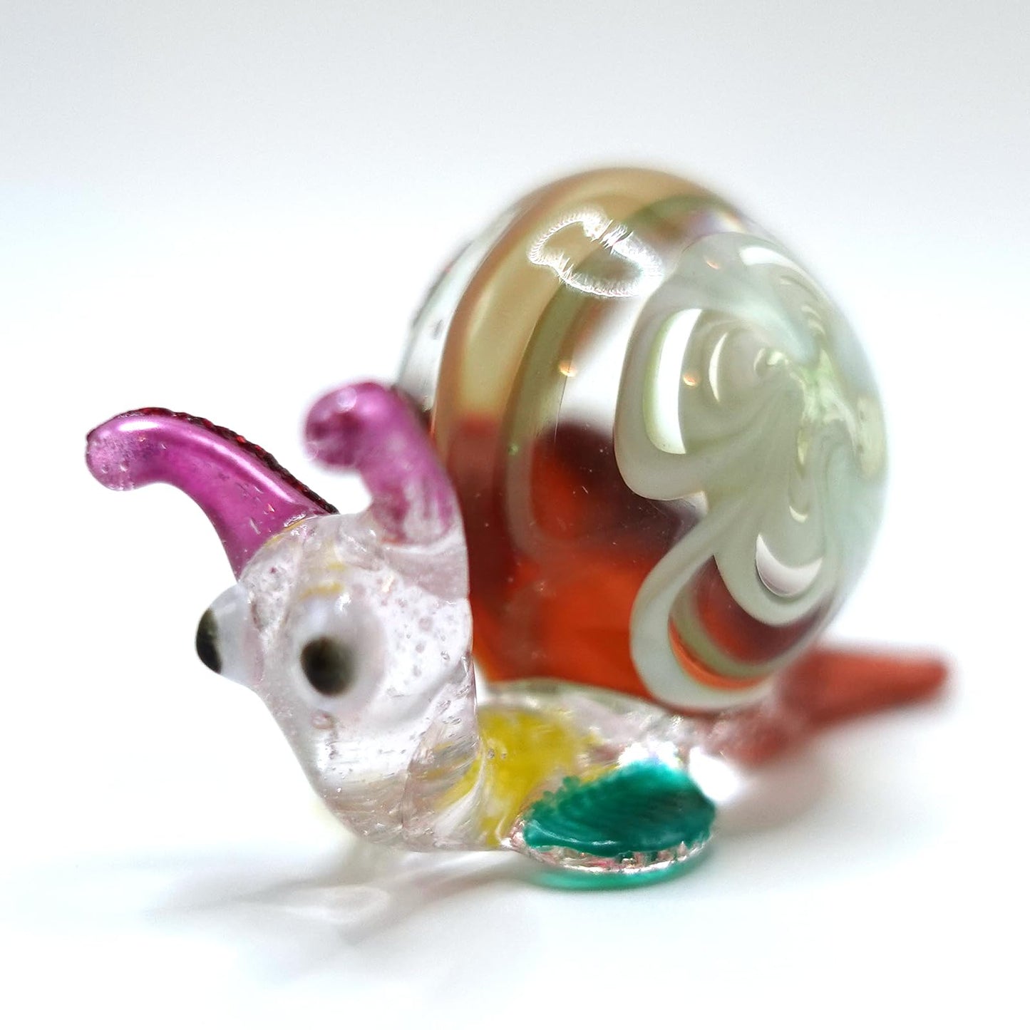 Sansukjai Snail Miniature Hand Blown Glass Art Figurines Animals Collectible Gift Home Decorate Ornament (Flower)