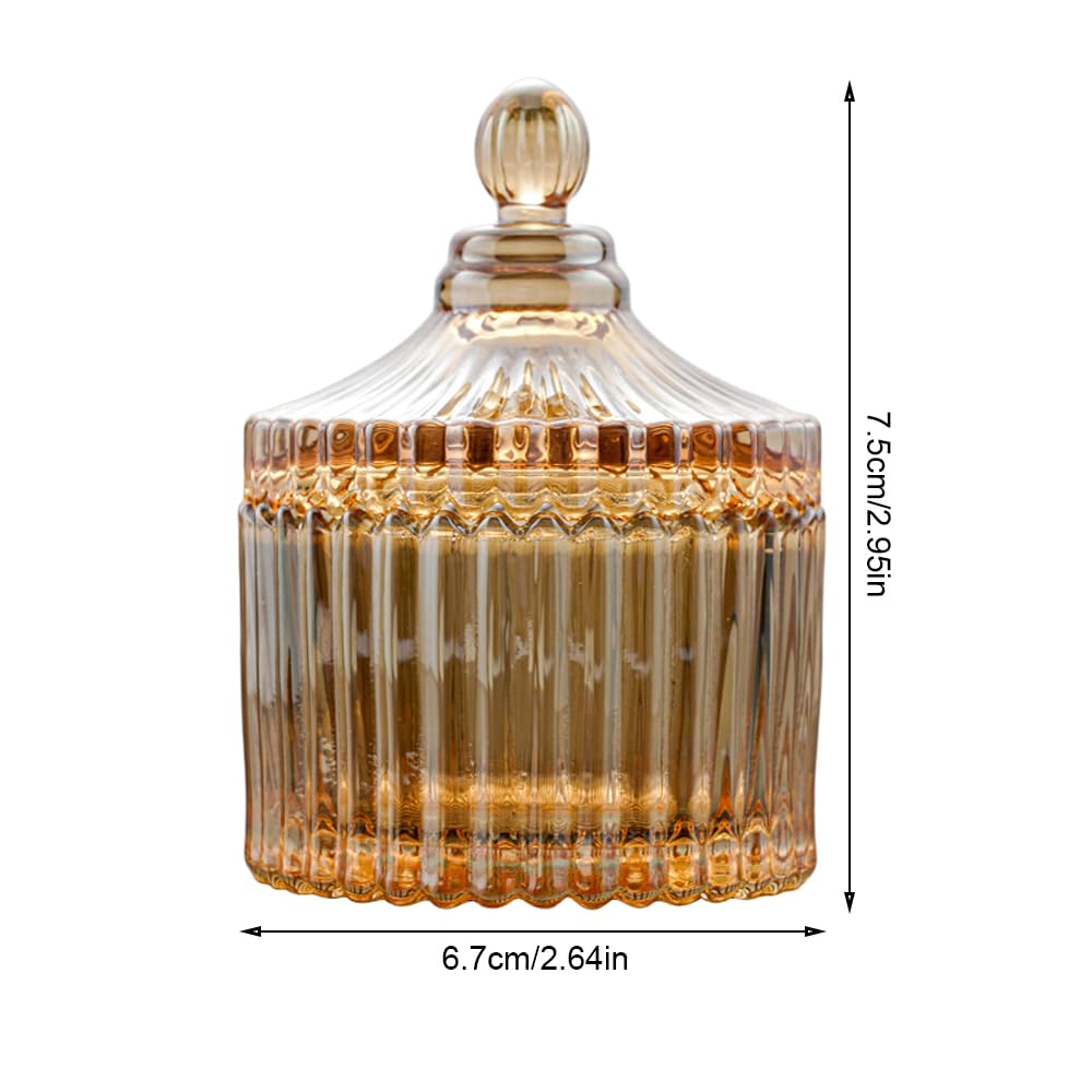 ZUOLUO Amber Crystal Glass Jewelry Box, Jewelry Jar with Lid, Jewelry Dish Jewelry Tray Ring Holder, Jewelry Organizer Holder for Rings Bracelets Necklaces Pendants, Storage Jar for Tabletop (D)