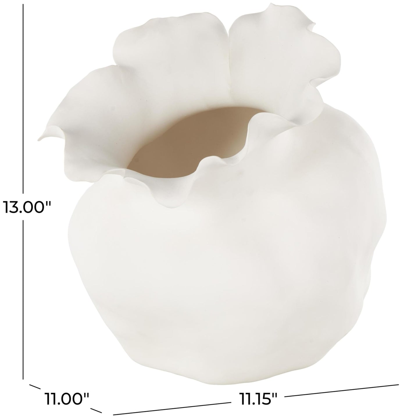 Deco 79 Ceramic Abstract Decorative Vase Floral Inspired Centerpiece Vase, Flower Vase for Home Decoration 11" x 11" x 13", White