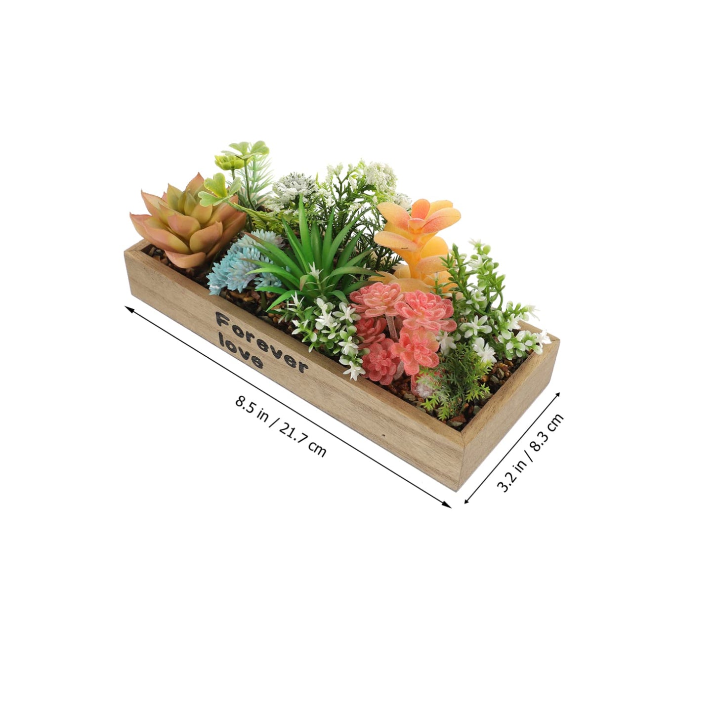 ULDIGI Artificial Box Bonsai Succulent in Wooden Planter Realistic Faux Potted Plant for Office Desktop and Home Decoration Compact 8.54X3.26X4.21 Inch Simulation Greenery