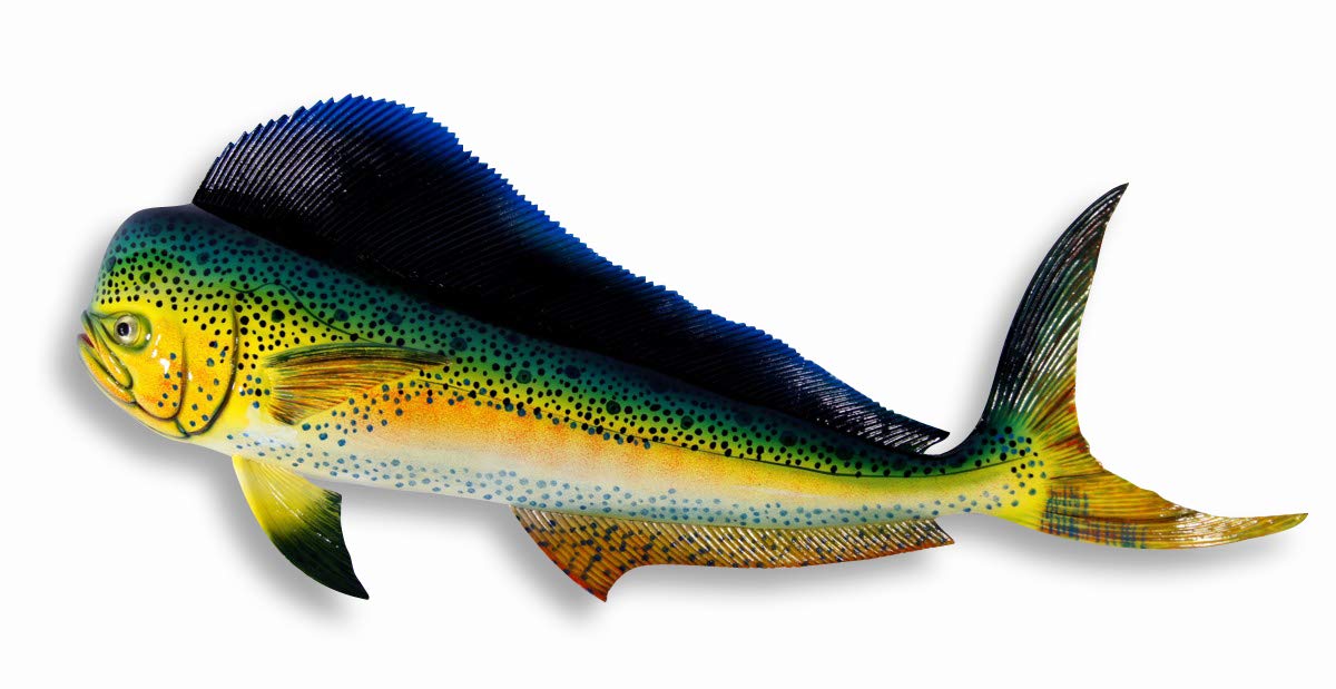 Handpainted Jumbo Green Dolphin Mahi Mahi Wall Mount Decor Plaque Saltwater Game Fish Replica 48