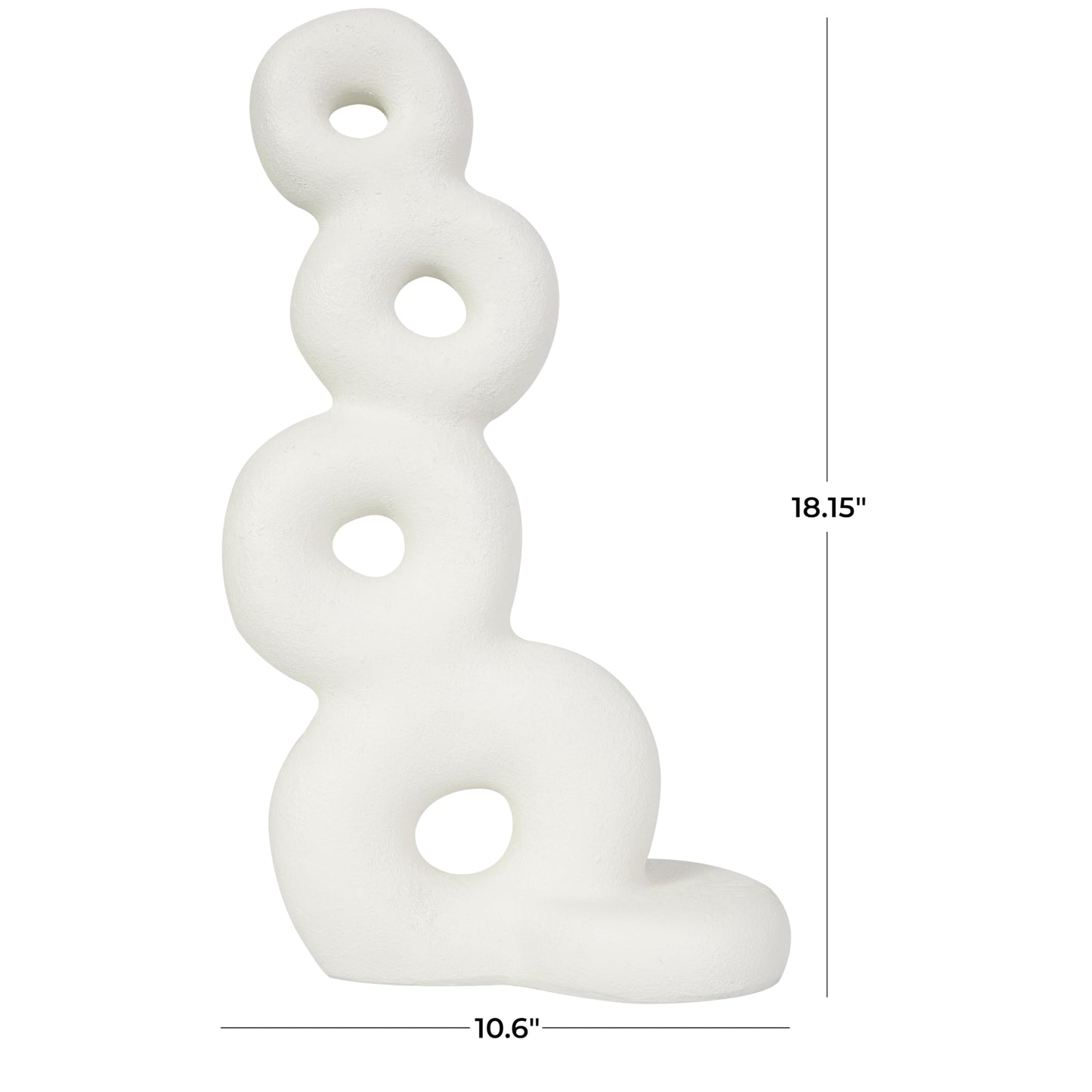 Deco 79 Resin Abstract Decorative Sculpture Stacked Circle Ring Home Decor Statue, Accent Figurine 11" x 5" x 18", White