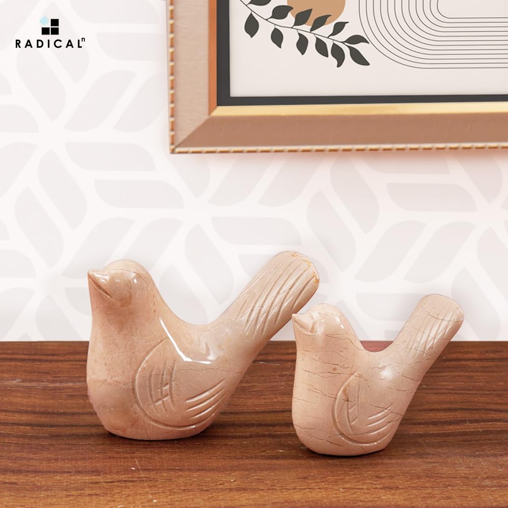 Radicaln Marble Love Bird 4.5" Inches Verona Handmade Statue for Living Room Modern Love Bird Set of 2 Shelf Décor Aesthetic Ideal Figurines Statue for Decoration