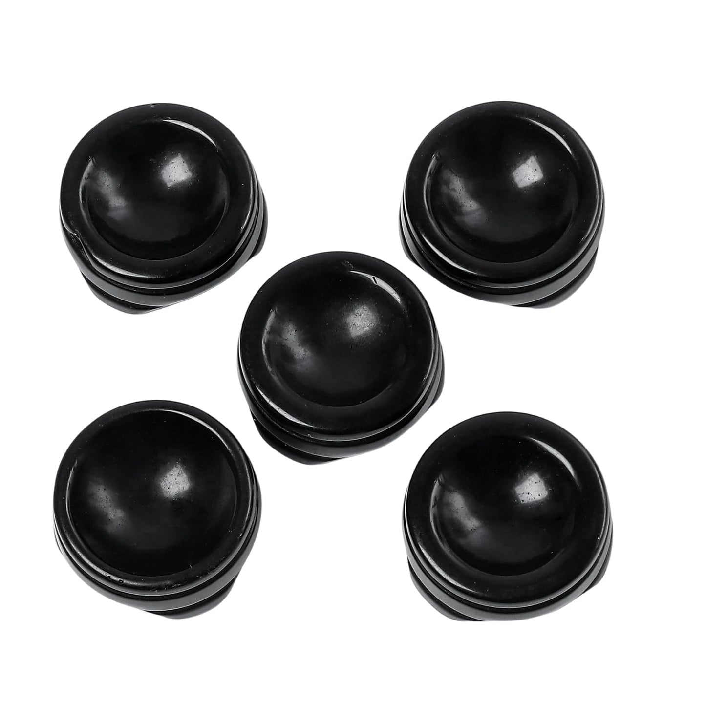 Casaper Natural Red Jasper & Black Obsidian Sphere Crystal Holder for Ball, Hand Carved Natural Mini Stone Egg Display Base Stand Pack of 2