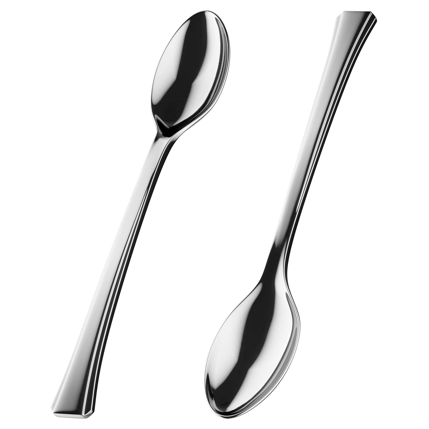 Mini Dessert Spoons - Bulk Pack of 100 Mini Silver Disposable Spoons - 4 Inch Plastic - Bpa Free - Food Safe
