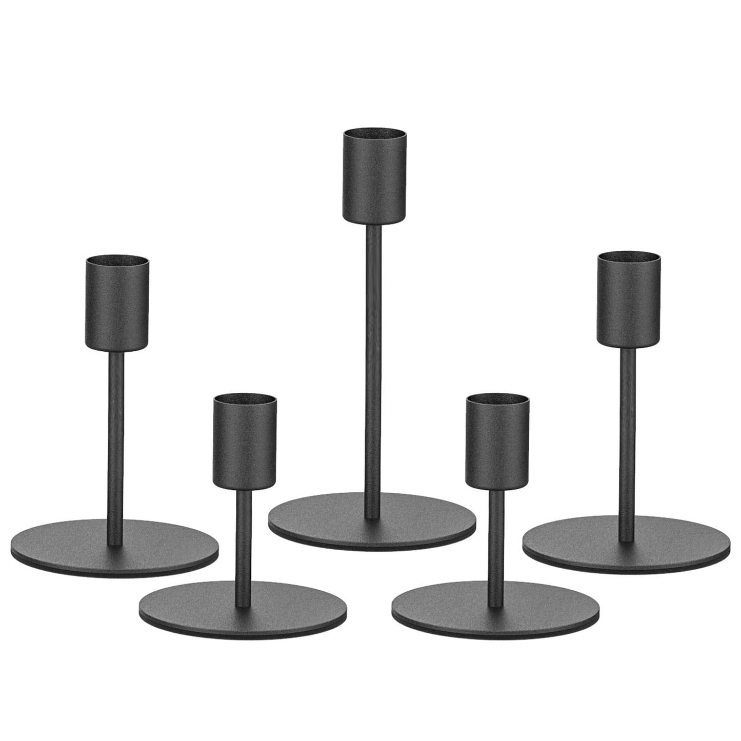 Smtyle Black Candlestick Holders Metal Taper Candle Holders Set of 5 Candle Stick Holder for Wedding Dinning Table Certerpiece Festive Party