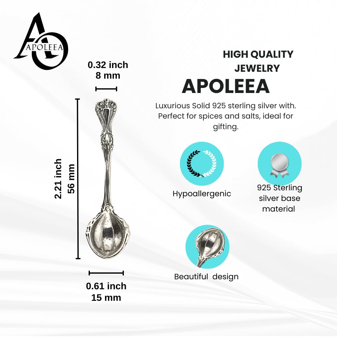 925 Sterling Silver Small Salt Spoon - Premium Quality 2.2" Pearl Bowl Spoon - Beautiful Flower Designed Handle - Gift for Culinary Enthusiasts