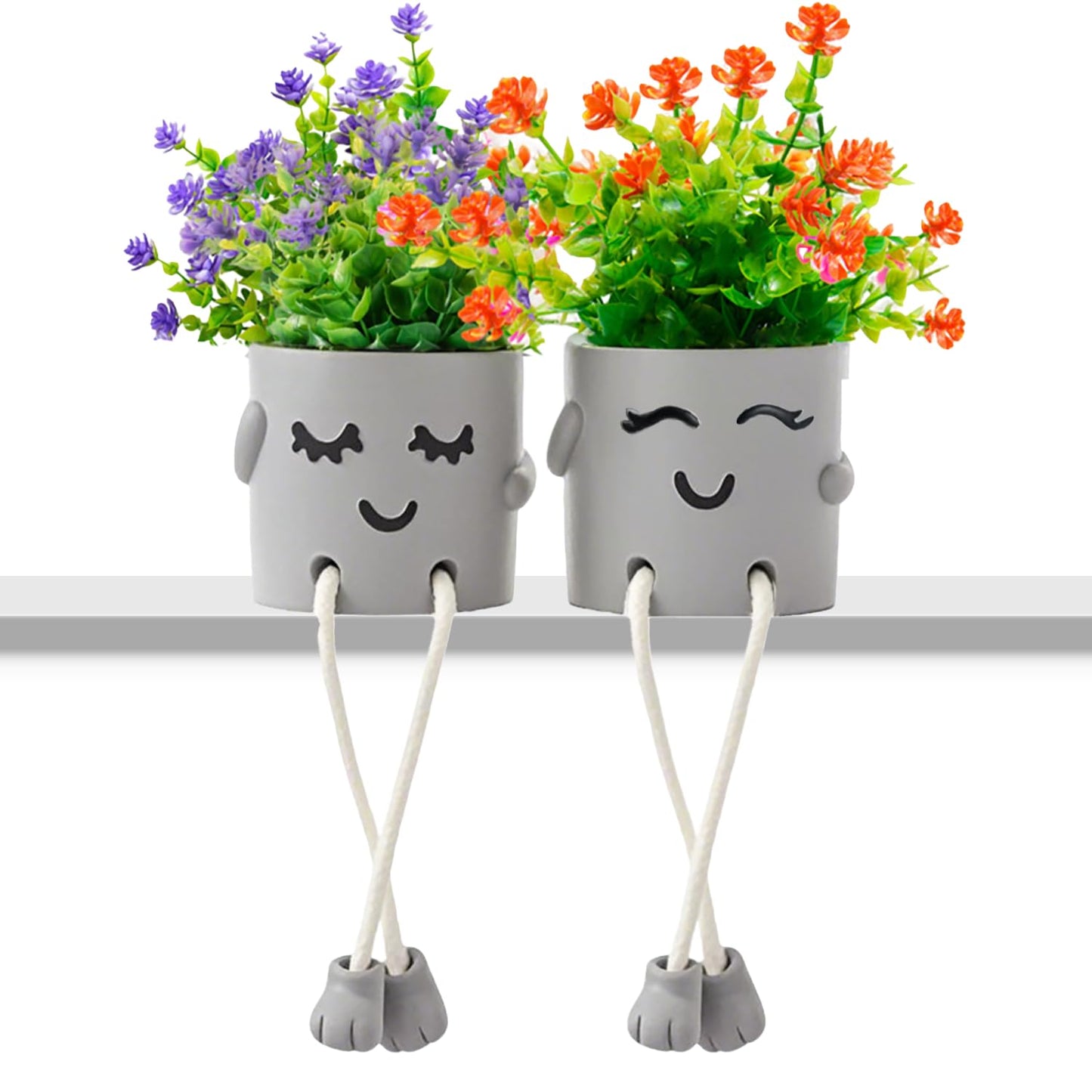 ASOPHEX 2 Packs Cute Fake Plants, Artificial Potted Plants for Table Desk Home Bedroom Bathroom Office Shelf Office Wall Room Farmhouse Decor Artificial Plants
