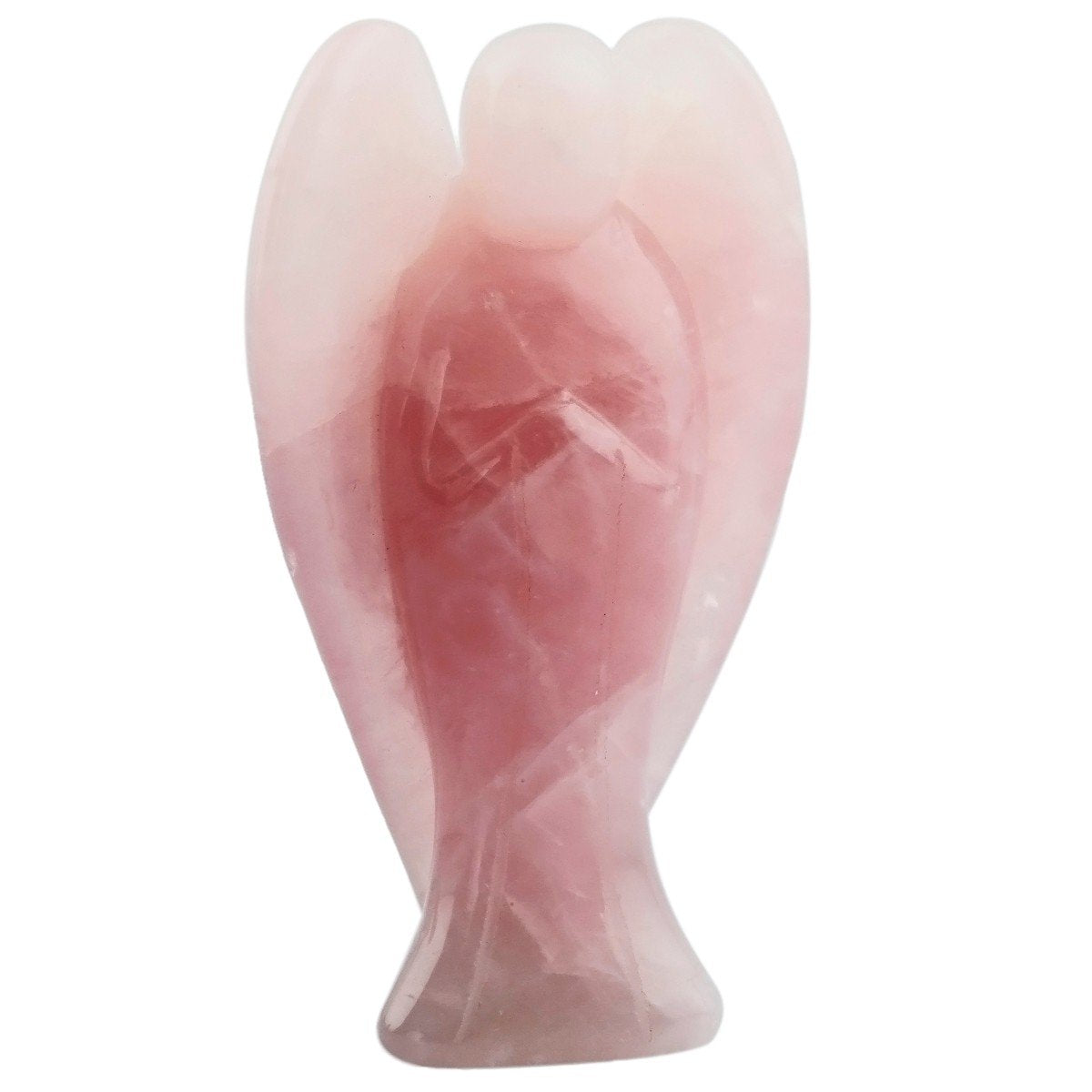 Rockcloud Healing Crystal Gemstone Carved Pocket Crystal Guardian Angel Figurines 3 inch, Rose Quartz