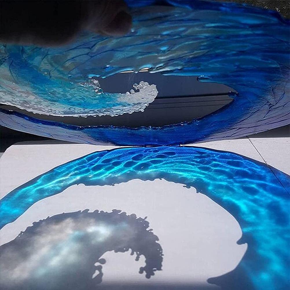 Zerodis Sculpture,Blue Sea Desktop Decoration Ornaments Abstract Art Statue Blown Glass Waves Decor for Office Desk Decor Book Shelf Decor (2)