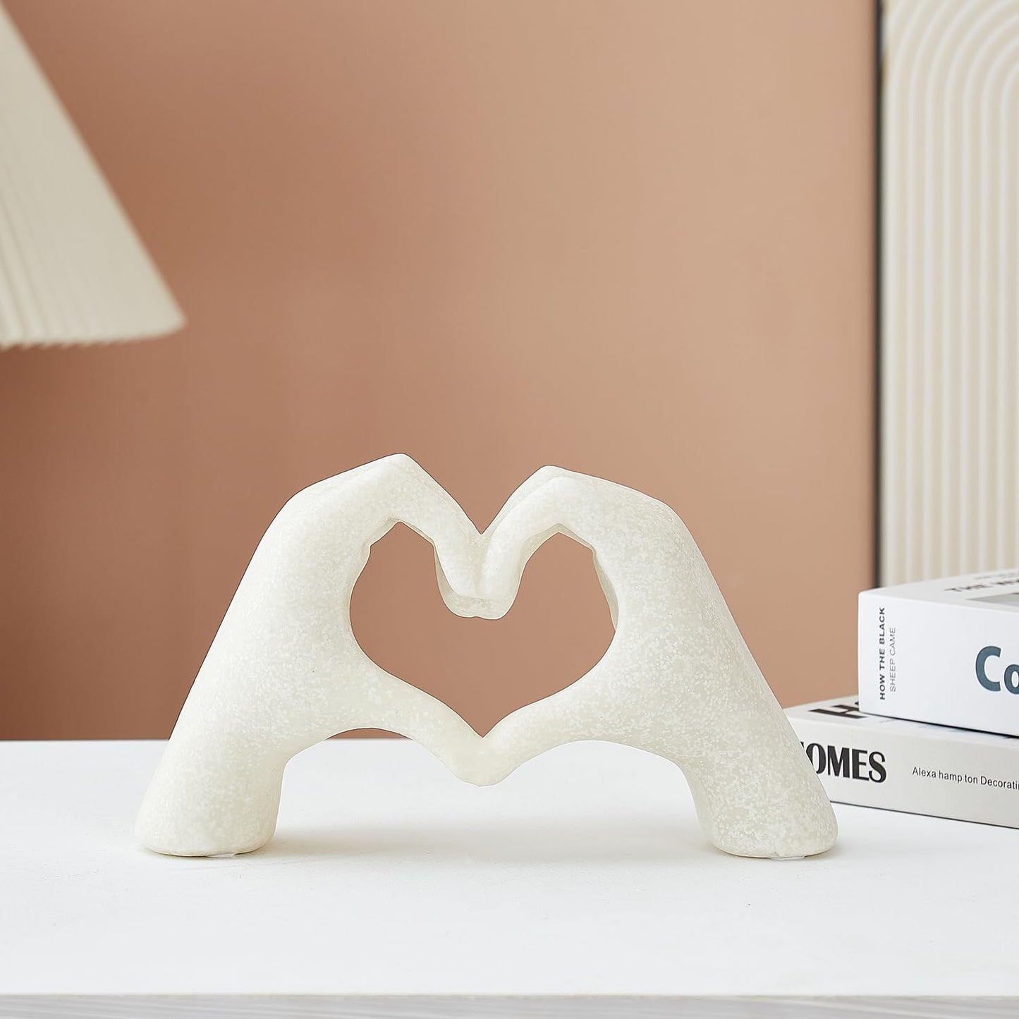 OTARTU Marble Gesture Heart Decoration, Modern Love Statue Finger, Abstract Heart Hands Sculpture Home Wedding Decoration,Shelf Decor