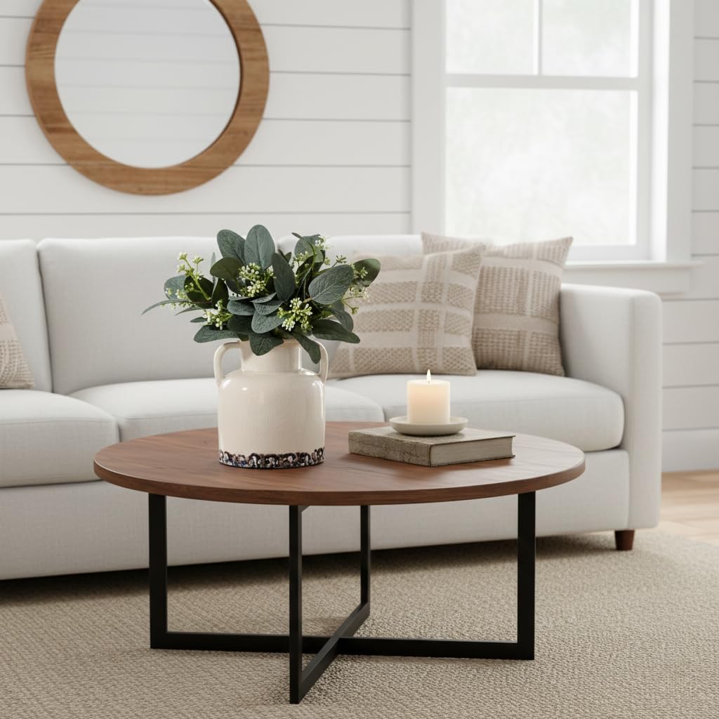 Emotionally Grounded Vase, Vaseking Ceramic Rustic Vase with 2 Handles, 5.83 inch Minimalist Decorative Farmhouse Vases for Home Decor, Living Room, Enterway, Table Decoration, White