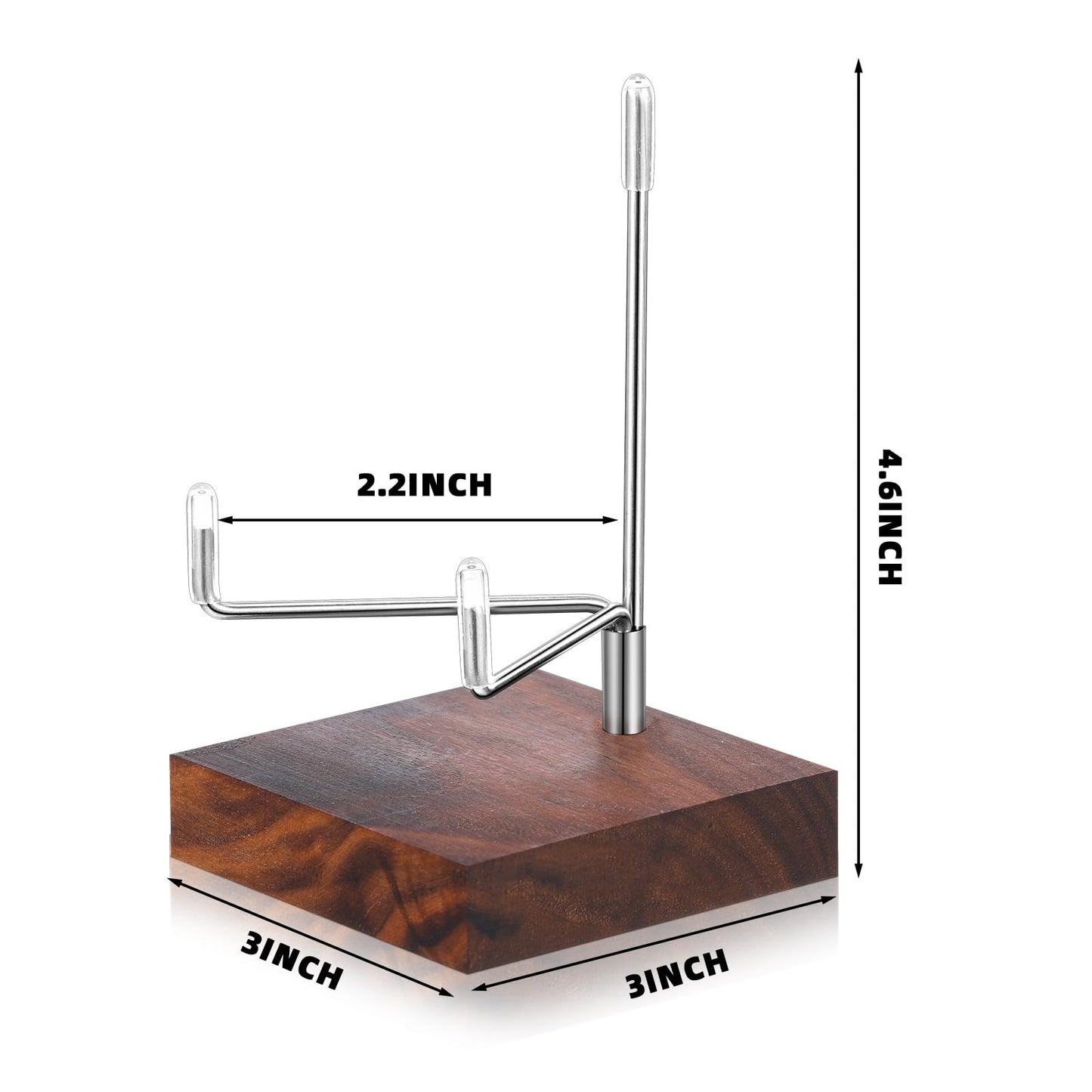 Wenqik 4 Pcs Crystal Display Stand Rock Display Stand Adjustable Metal Arms with Wooden Base Geodes Rock Agate Mineral Easel Holder for Collectibles(3.15 x 3.15 x 4.65 Inch,Silver)