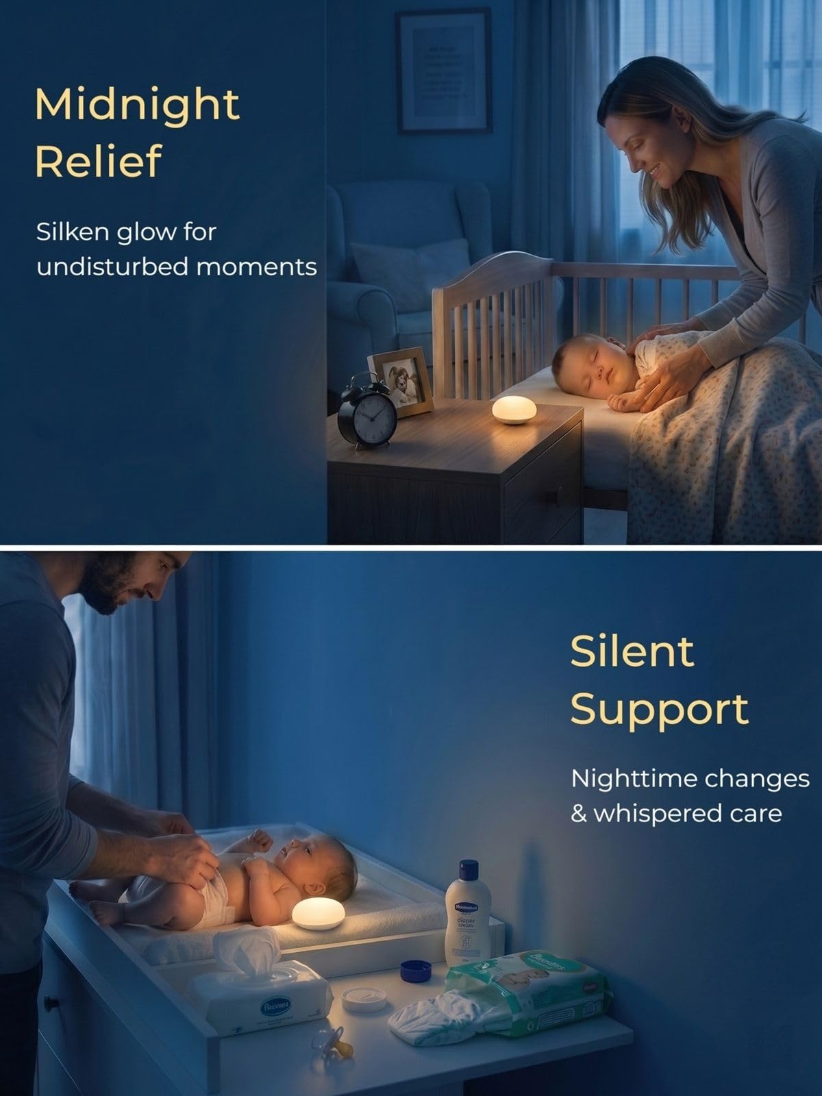 EASZZZ Baby Night Light, Nursery Night Lights for Breastfeeding, Soft BPA Free Silicone Touch Night Lamp, Eye Caring, Easy Flip Design, Stepless Dimming, 1-Pack