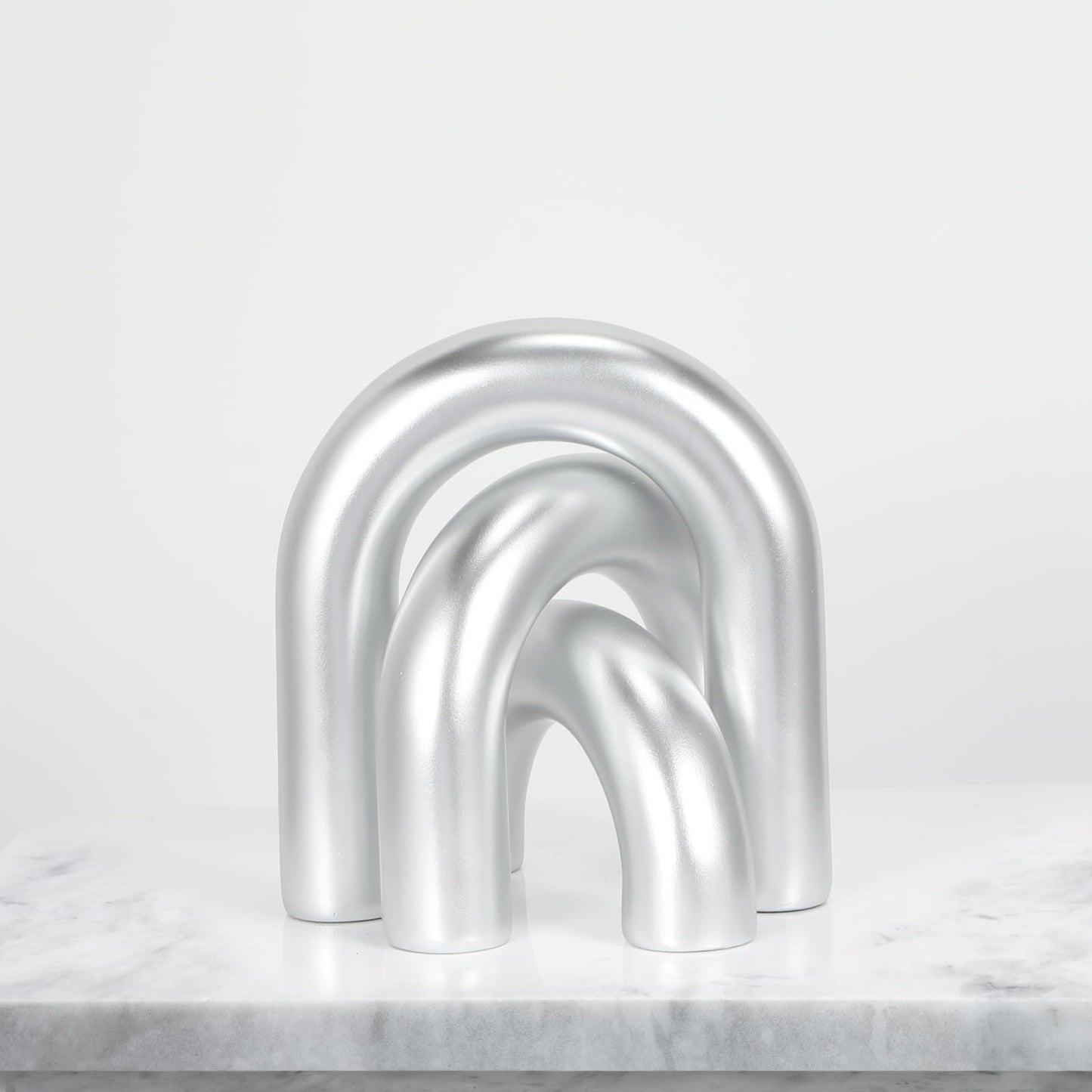 HMASYO 3Pcs Sliver Arch Decorative Objects Statue, Coffee Table Bookshelf Aesthetic Decor for Living Room Bedroom, Knick Knacks Home Table Top Decor for Shelves Boho Office Decor