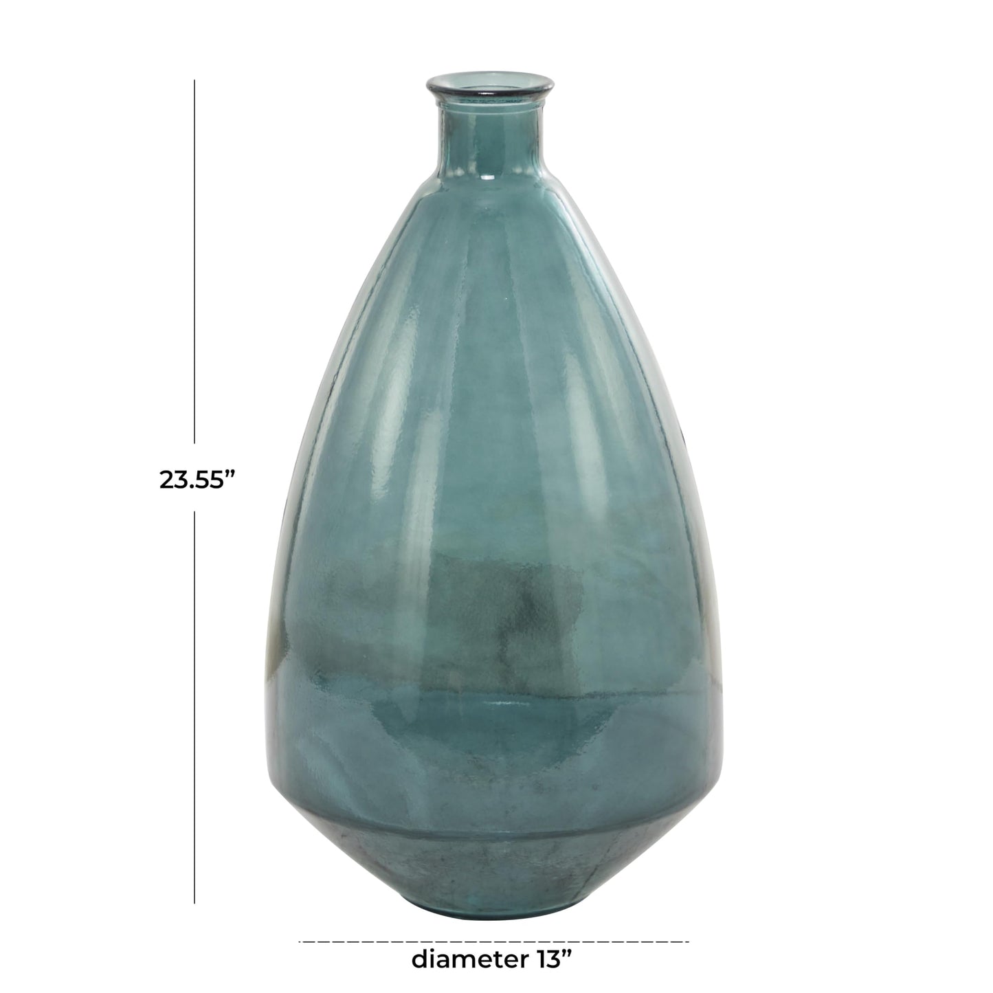 Deco 79 Recycled Glass Handmade Decorative Vase Spanish Centerpiece Vase, Flower Vase for Home Decoration 13" x 13" x 24", Blue