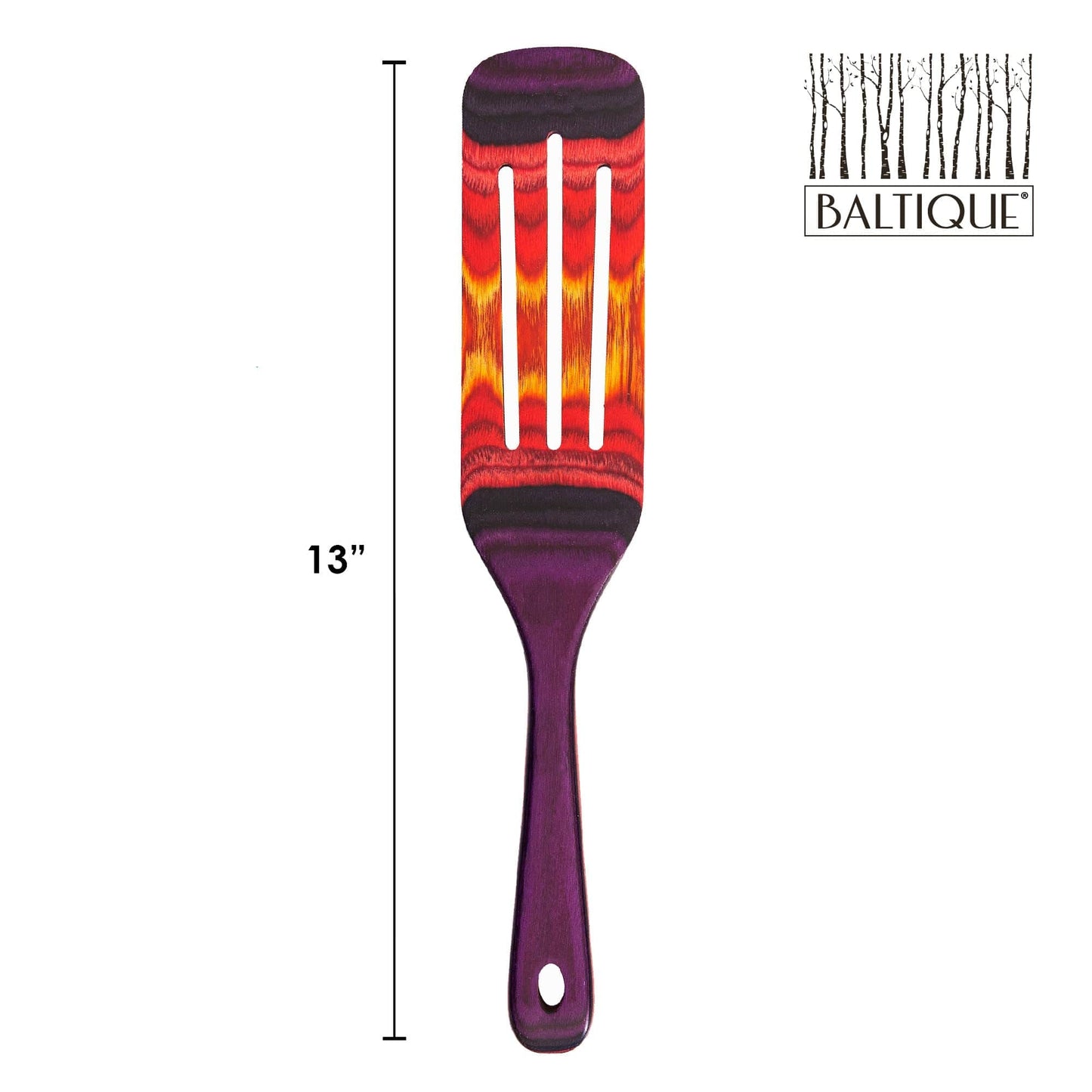 Baltique Waikiki 13 Inch Wooden Slotted Spurtle Spatula – Colorful Layered Birch Cooking Utensil for Stirring, Mixing & Serving