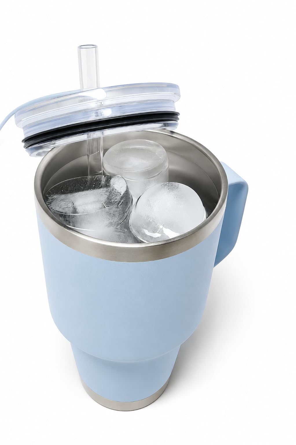 Large 2+ inch cylinder Ice Cubes for Tumblers, Stanley cup accessories, Silicone ice cube tray, makes solid slow melt cubes for cocktails, travel and sport water bottles, Whiskey, popsicles molds