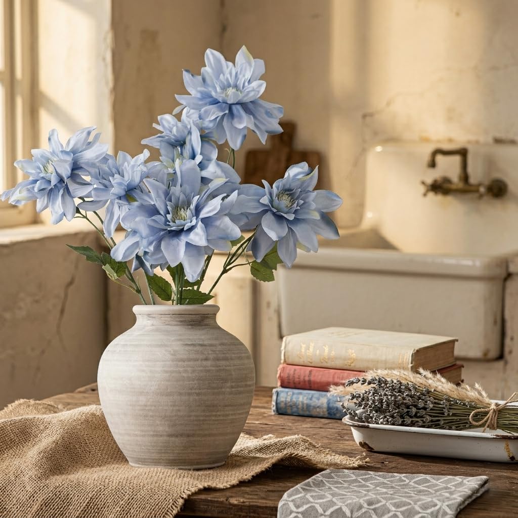 FFZUIYA 6.6 Inch Small Ceramic Vase Home Decor Flower Vase for Entryway