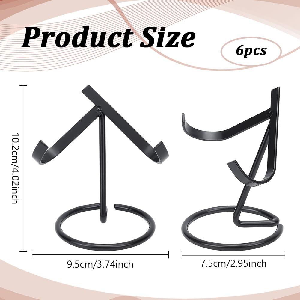 NBEADS 6 Pcs Metal Crystal Holder, Iron Easel Stands Holder Decorative Crystal Ball Stand for Rocks Geodes Heart Stones, Black