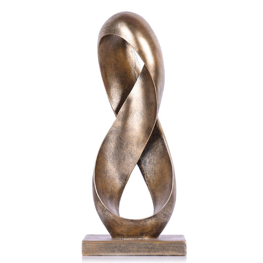 14.6" Tall Abstract Bronze-Finish Knot Sculpture, Modern Resin Infinity Loop Statue, Modern Tabletop Decor for Coffee Table, Bookshelf, Mantel, Entryway, Living Room Office Accent Centerpiece