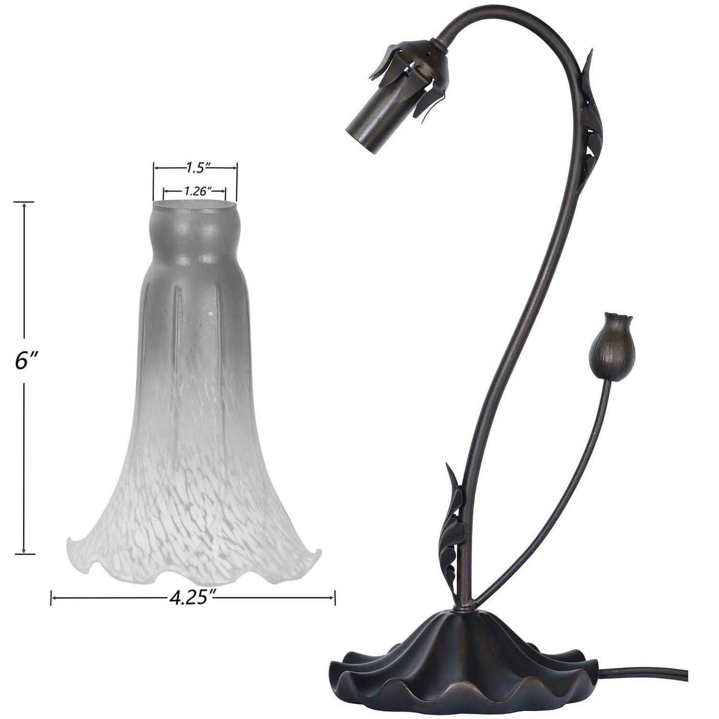 Bieye L10697 Lily Flower Blown Glass Accent Table Lamp for Living Room Bedroom Decoration (1-Light, Orange)