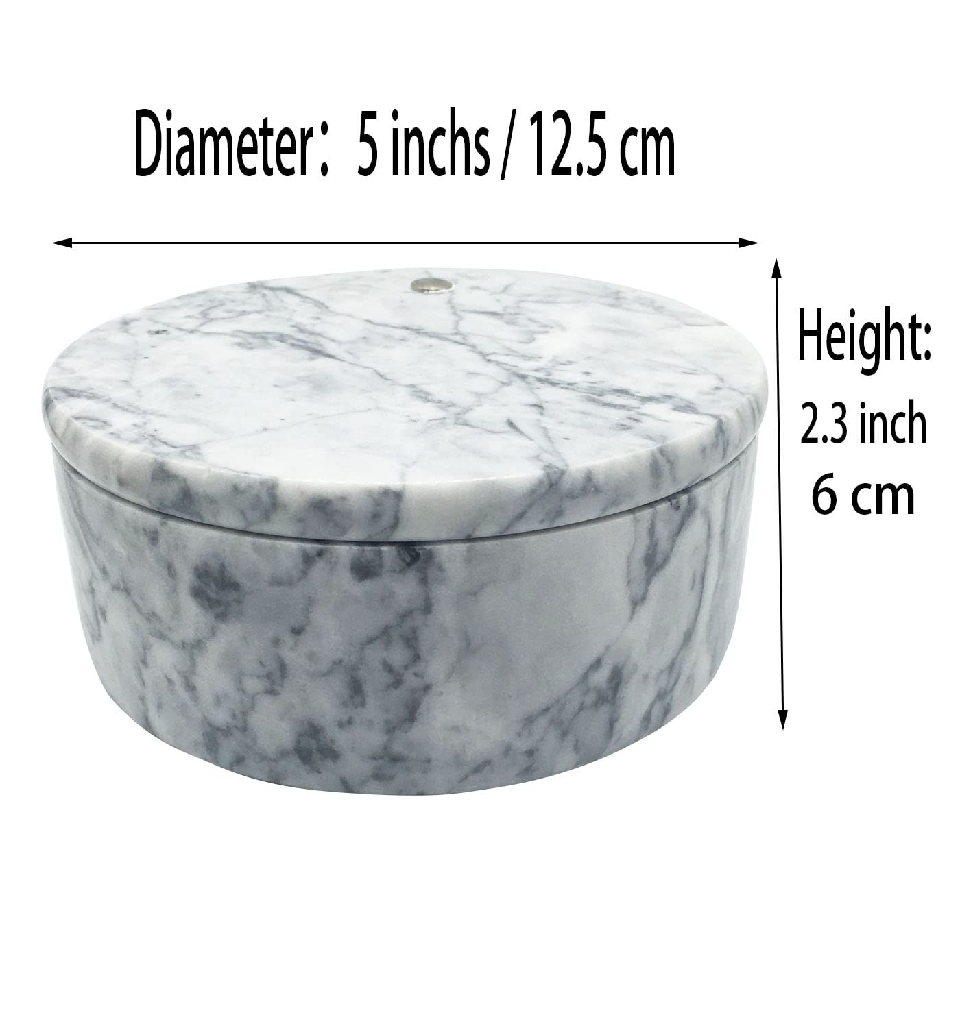 Daszui Marble Salt Box, Salt Cellar with Swivel Top and Dual Compartment, Elegant Marble Salt Box Storage Keeper for Condiments, Seasoning, Pepper.