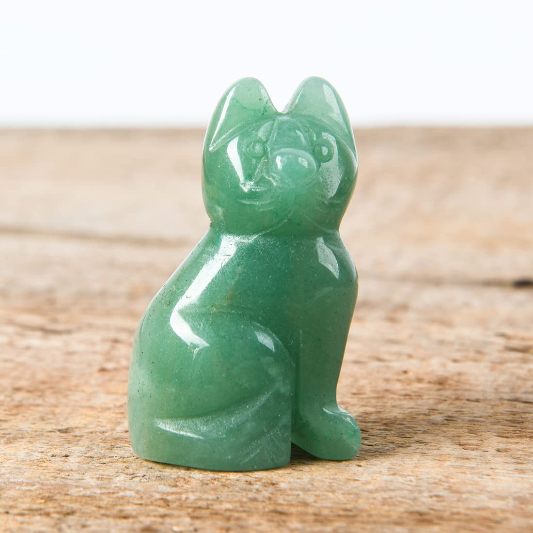YGLINE Gemstone Crystal Animal Totem Spirit Stone Figurine (Cat-Green Aventurine)