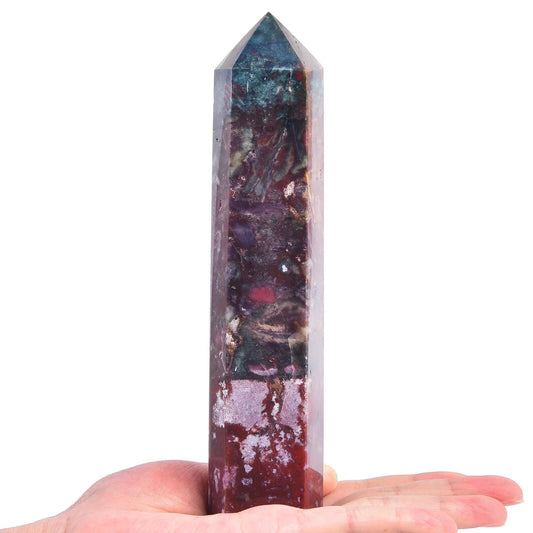 Ocean Jasper Stone Tower Obelisk Healing Crystal Wand Large Reiki Meditation Stone Gifts 1.1-1.7 LBS