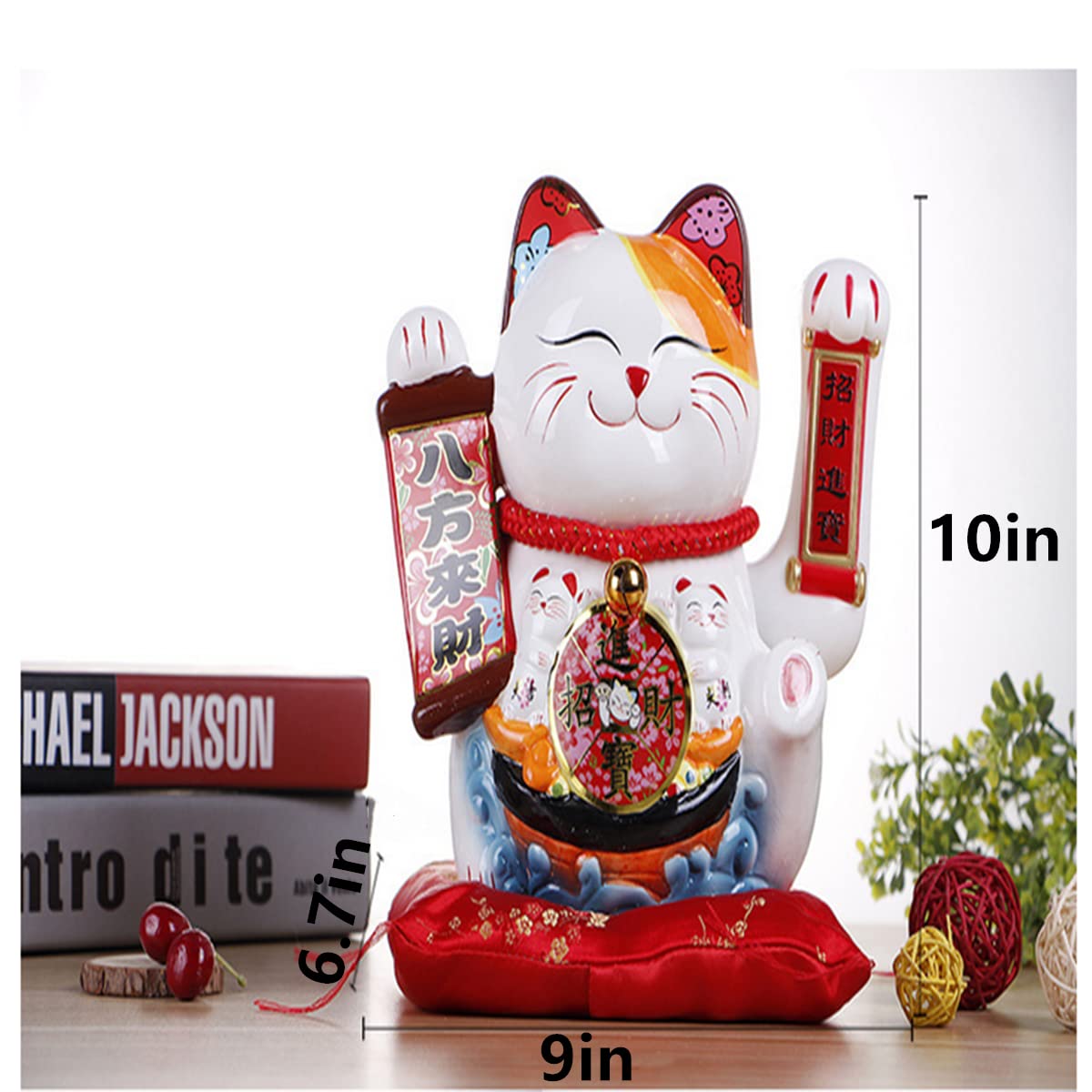 10-Inch Fortune Cat with Waving Arm, Gold