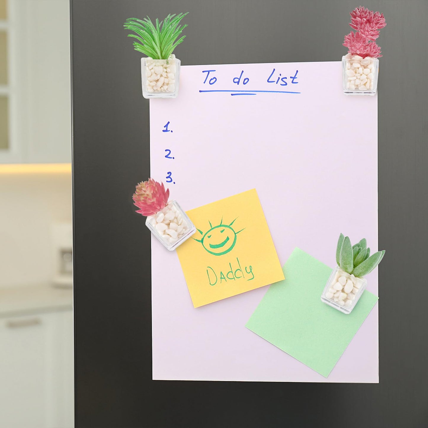 Luckforest Mini Artificial Succulent, 4 Pcs Lifelike Simulation Succulent with Pot Small Artificial Plants for Home Locker Kitchen Refrigerator Office Whiteboard Photography Props