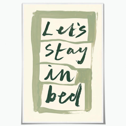 QNSOMI Boho Wall Art Minimalist Art Print Typography Quote Poster Let's Stay In Bed Text Design No Frame 16x24 Inches For CFollege Dorm Teen Girl Bedroom Small Apartment And Lounge Area Decor