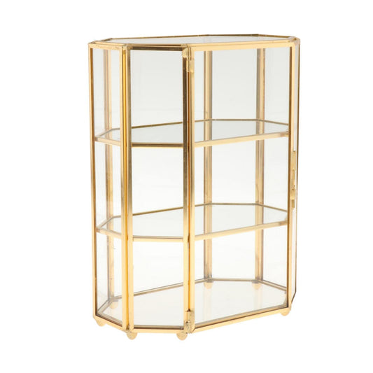 Three polygonal glass tiers keep rings, earrings, and necklaces separated without tangling. Holds 15–20 daily-wear pieces and shows everything at a glance