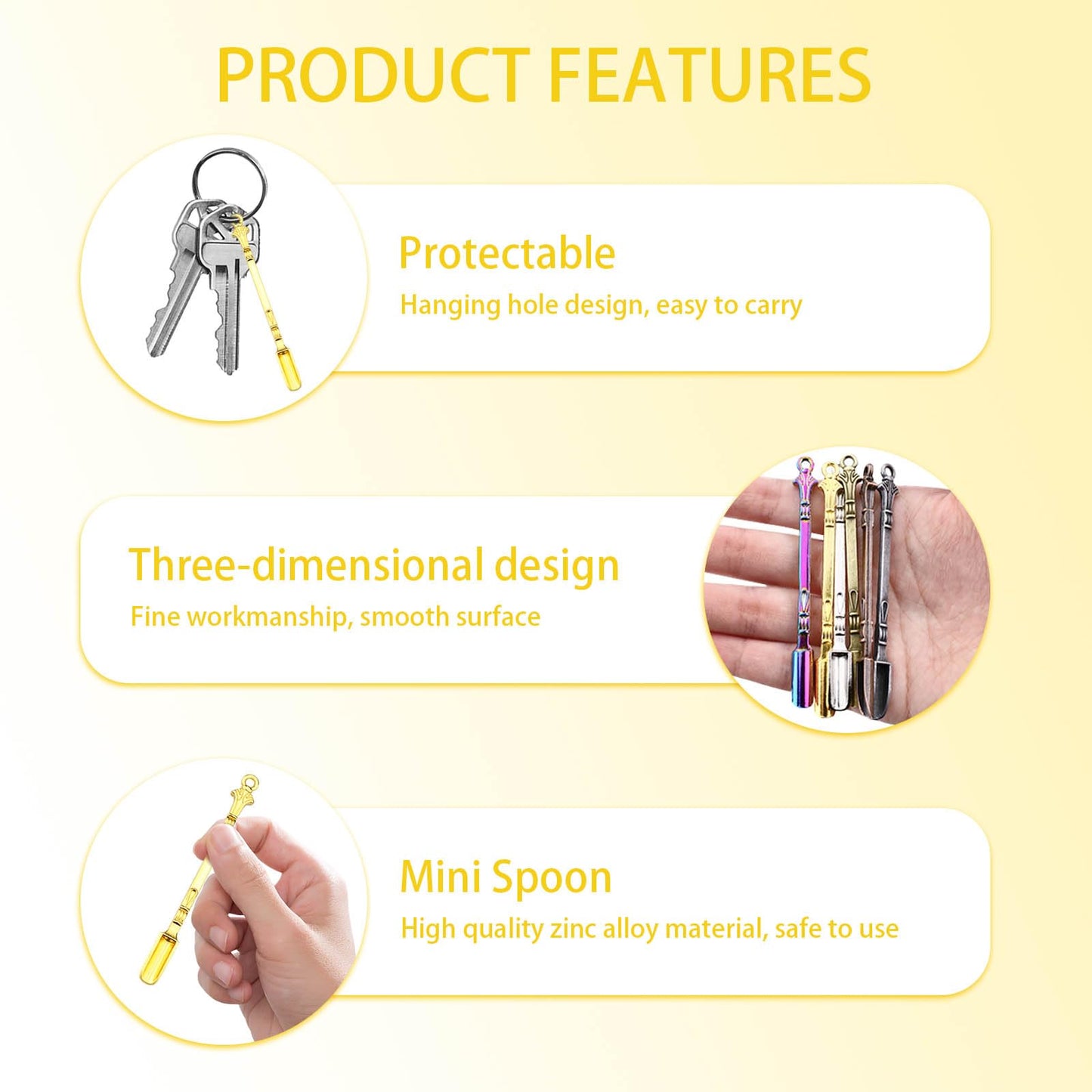 48 Pcs Mini Metal Spoons, Spice Spoons, Tiny Spoons for Powder, Necklace with Spoon, Shovel Keychain for DIY Spices, Herbs, Powder, Coffee, Sugar (Colorful)