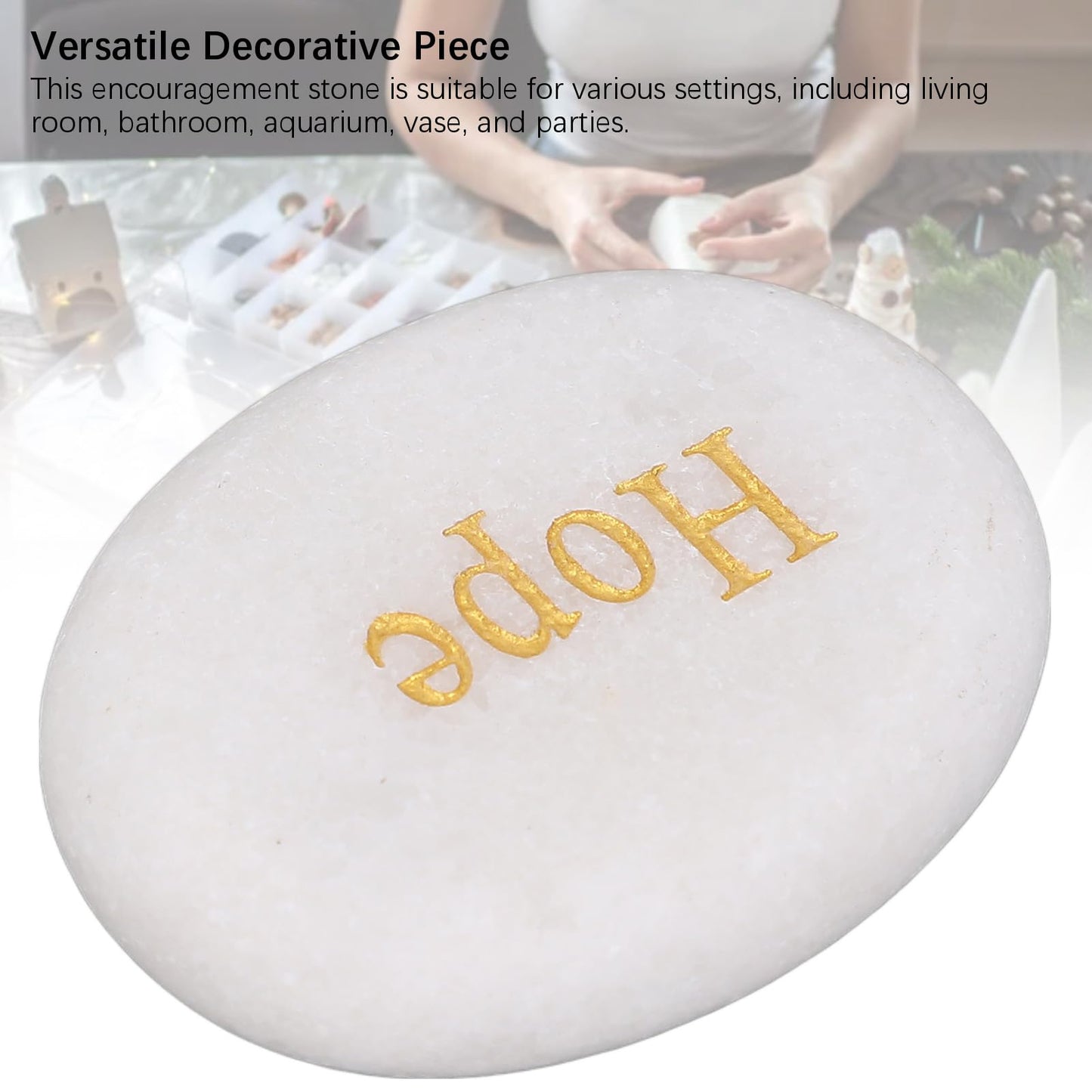 TOPINCN Engraved Inspirational Stone, Encouragement Motivational Marble, 3 Different Words Faith Rocks, Garden Stones, Meditation Amulets for Home Decor and Gifting, Palm Sized