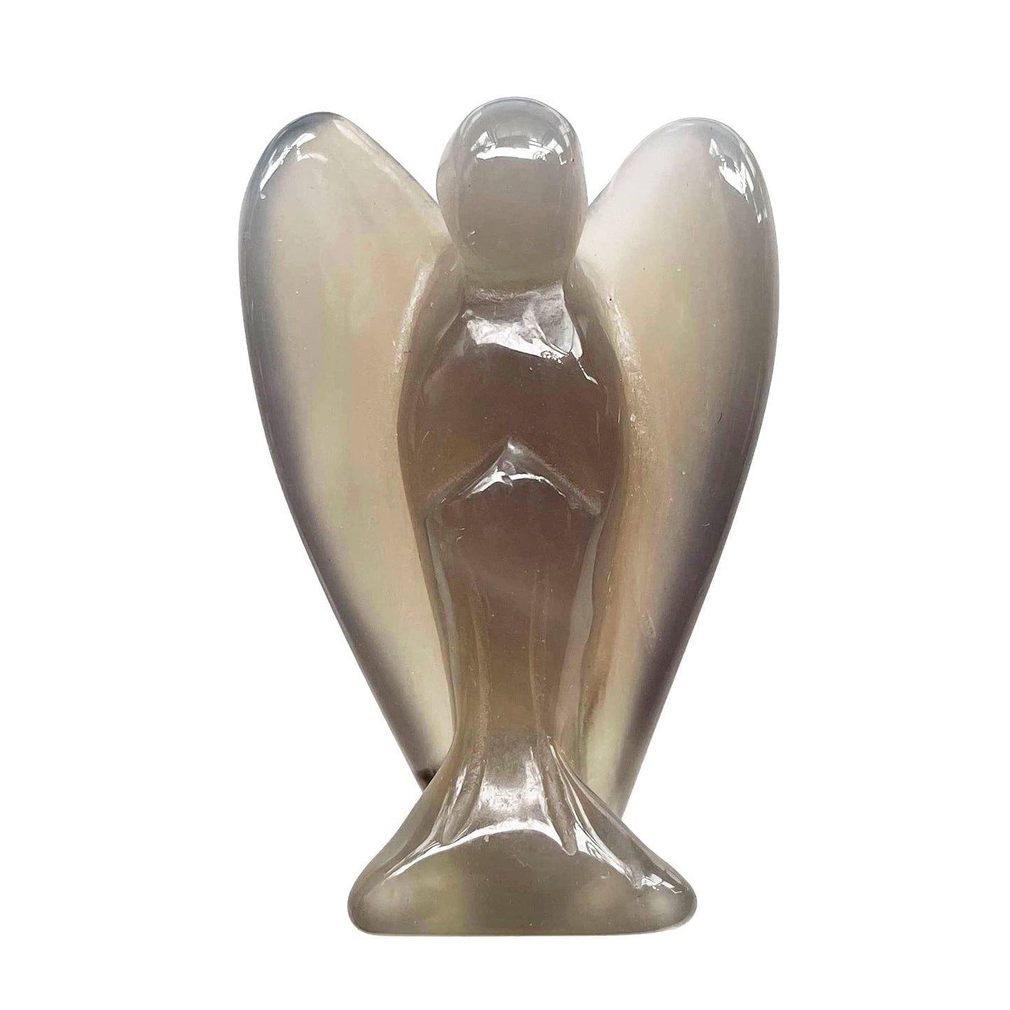 Fekuar Natural Agate Healing Crystal Prayer Guardian Angel Statue, Carving Pocket Palm Stone Figurines Decoration 1.5 inches