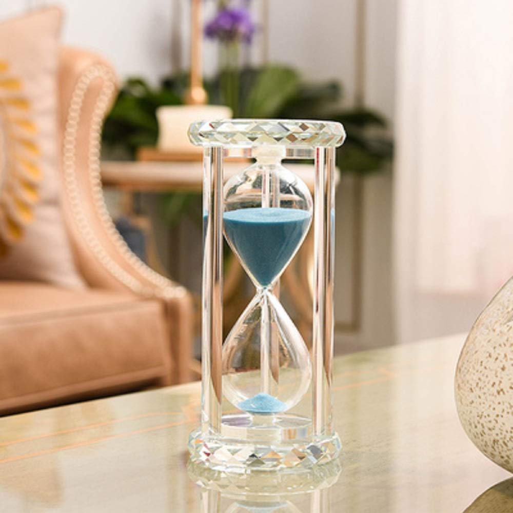 Lonovel 60 Minutes Hourglass Timer,Crystal Sand Timer Diamond Carving Surface,Good for Kitchen Office Desk Coffee Table Book Shelf Cabinet Decor Christmas Birthday Present Gift Box Package,(Blue)