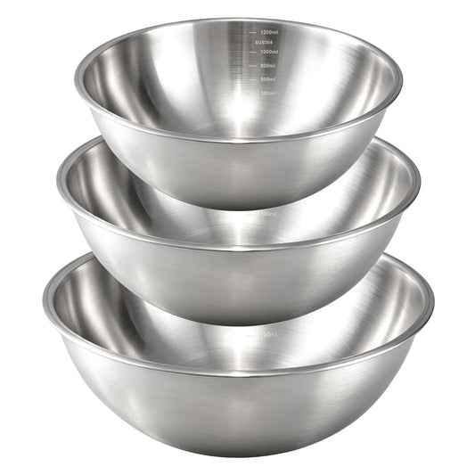 Gronivex 304 Stainless Steel Mixing Bowls, 3-Piece (1.5, 2.2 & 3.4 Qt)